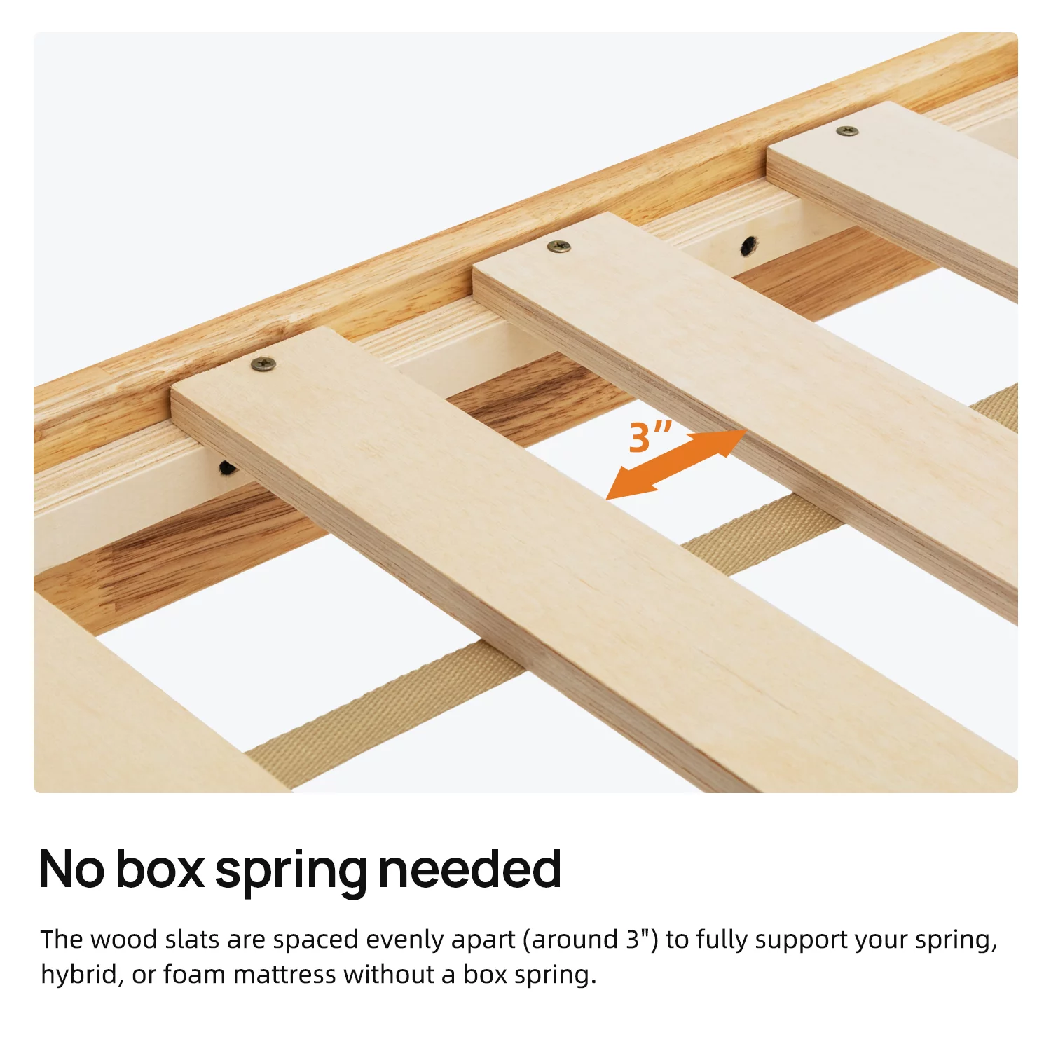 King Size 14-Inch Platform Bed Frame with Natural Wood Slats, No Box Springs Needed, No Headboard