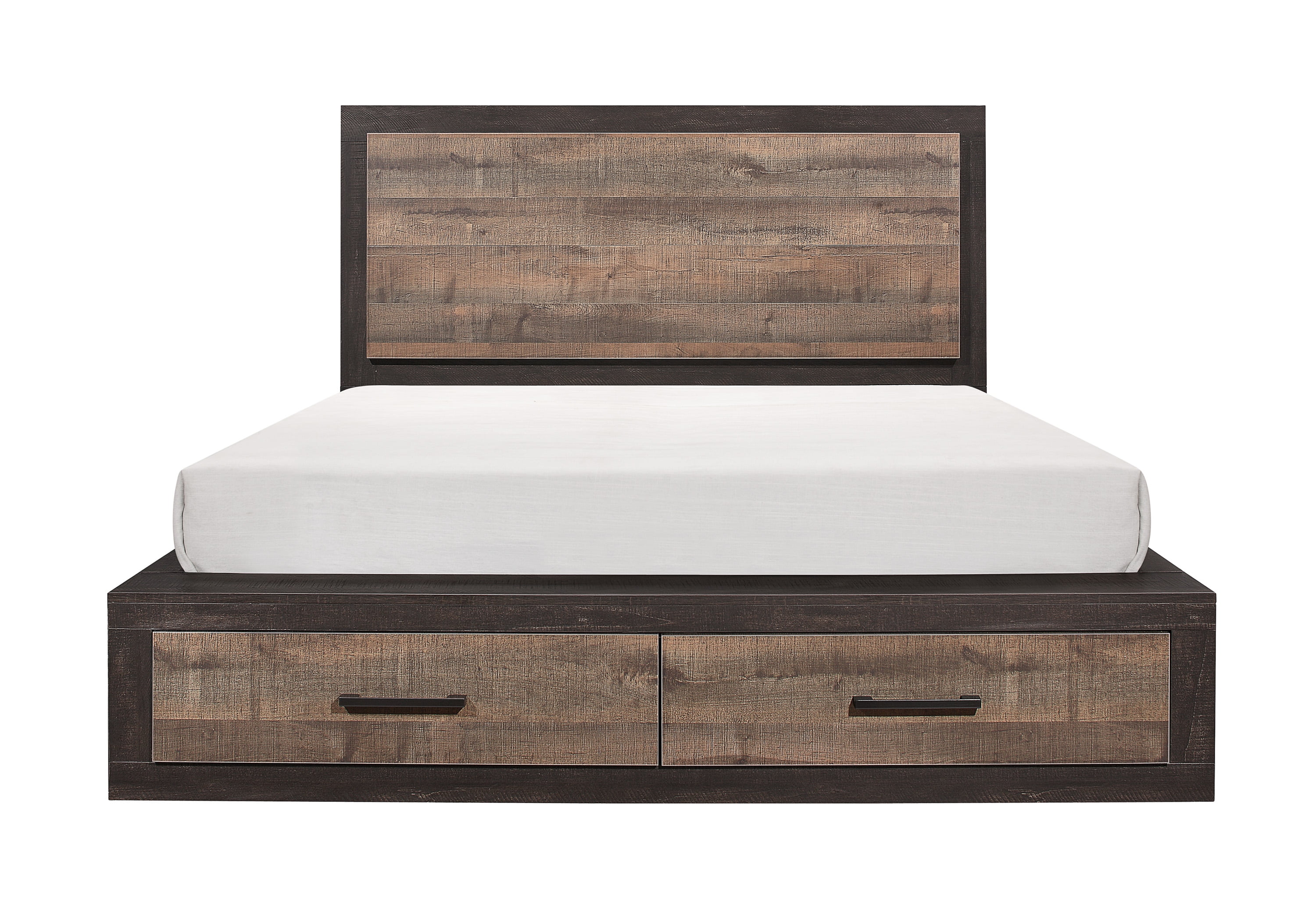 4pc Bedroom set Two-Tone Contrasted Finish Contemporary Style Queen Size Bed Footboard Storage