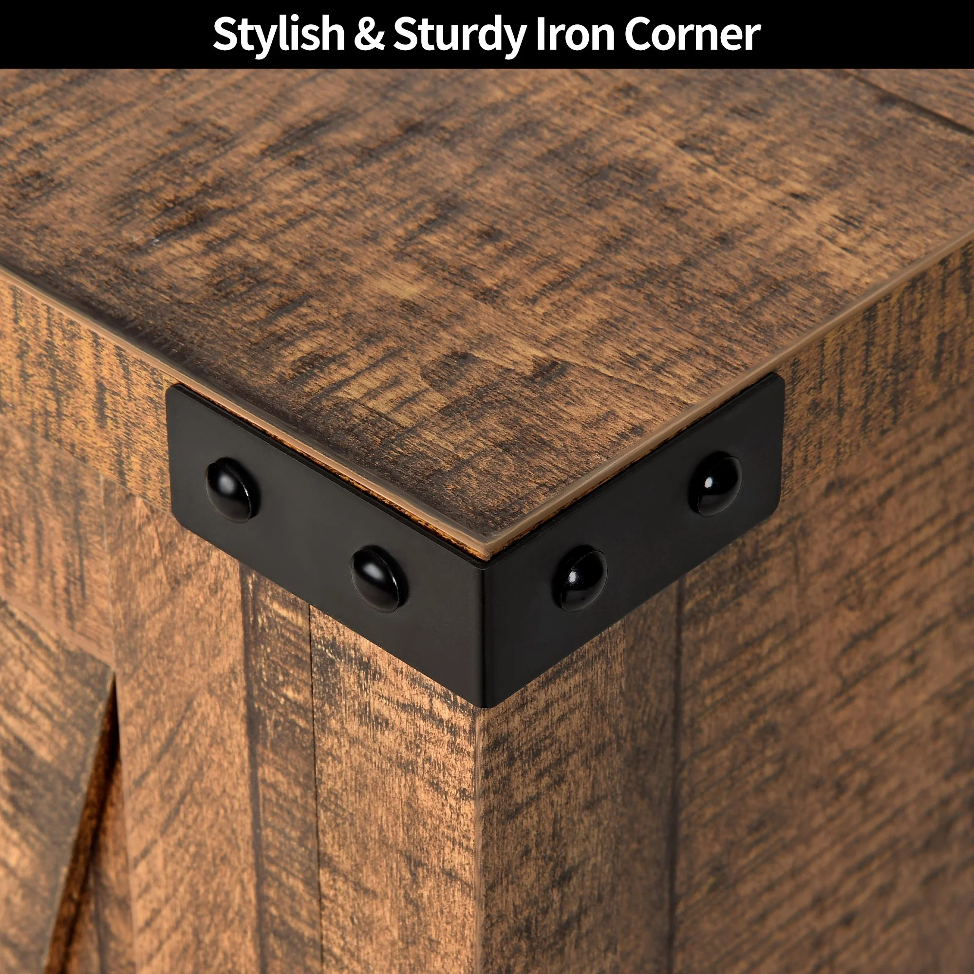 Dextrus Farmhouse Shoe Cabinet with Barn Doors, 5-Tier Wood Shoe Storage Rack Organizer for Entryway/Hallway/Closet, Brown