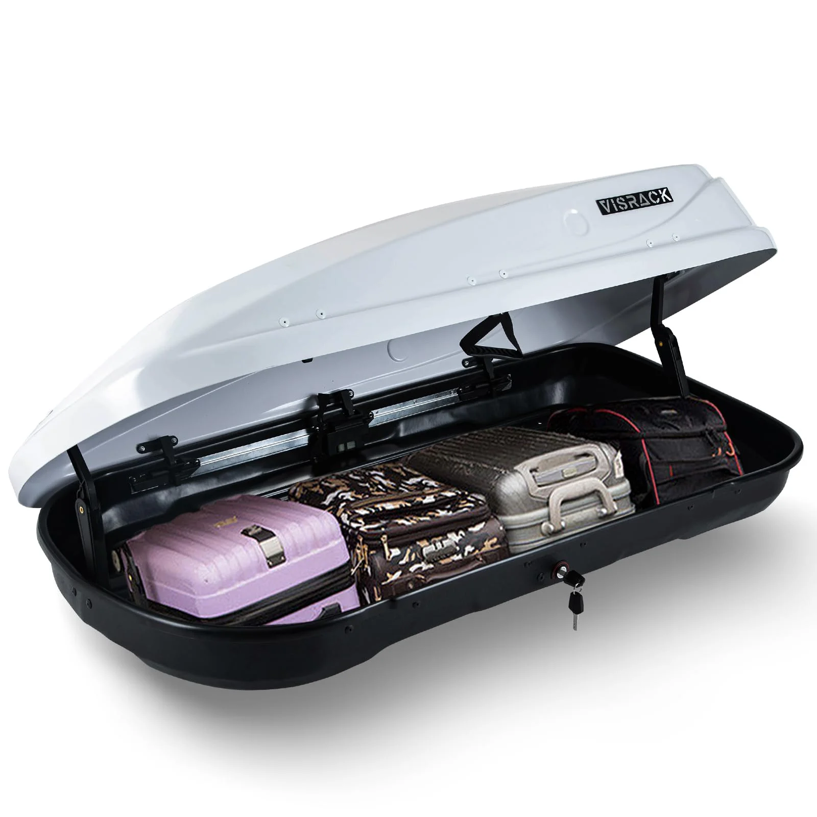 Gxcevsou  Rooftop Cargo Carrier Box, Heavy Duty Hard Shell Roof with Security Keys, Waterproof Rooftop Cargo Box, 56 (L) x 30 (W) x 13.7(H) Inches, 13 Cubic Feet (Tool-Free Install), White