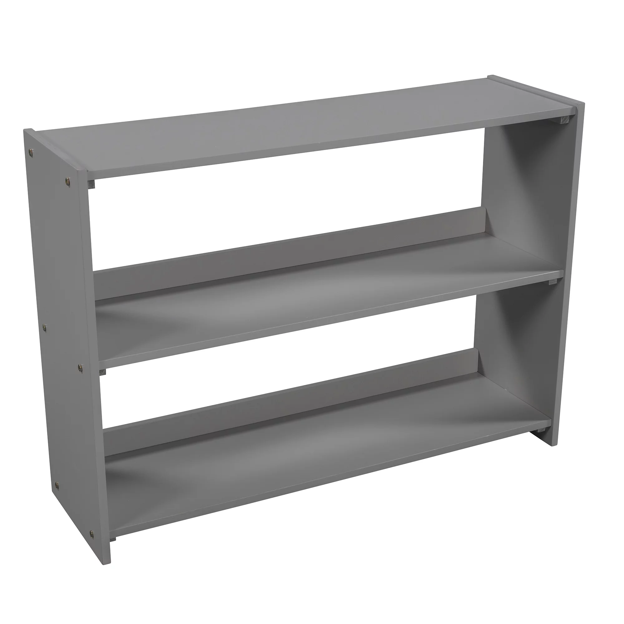 Euroco Wood Twin Size Low Loft Bed with Bookcase, Drawers, Ladder and Slide, Gray