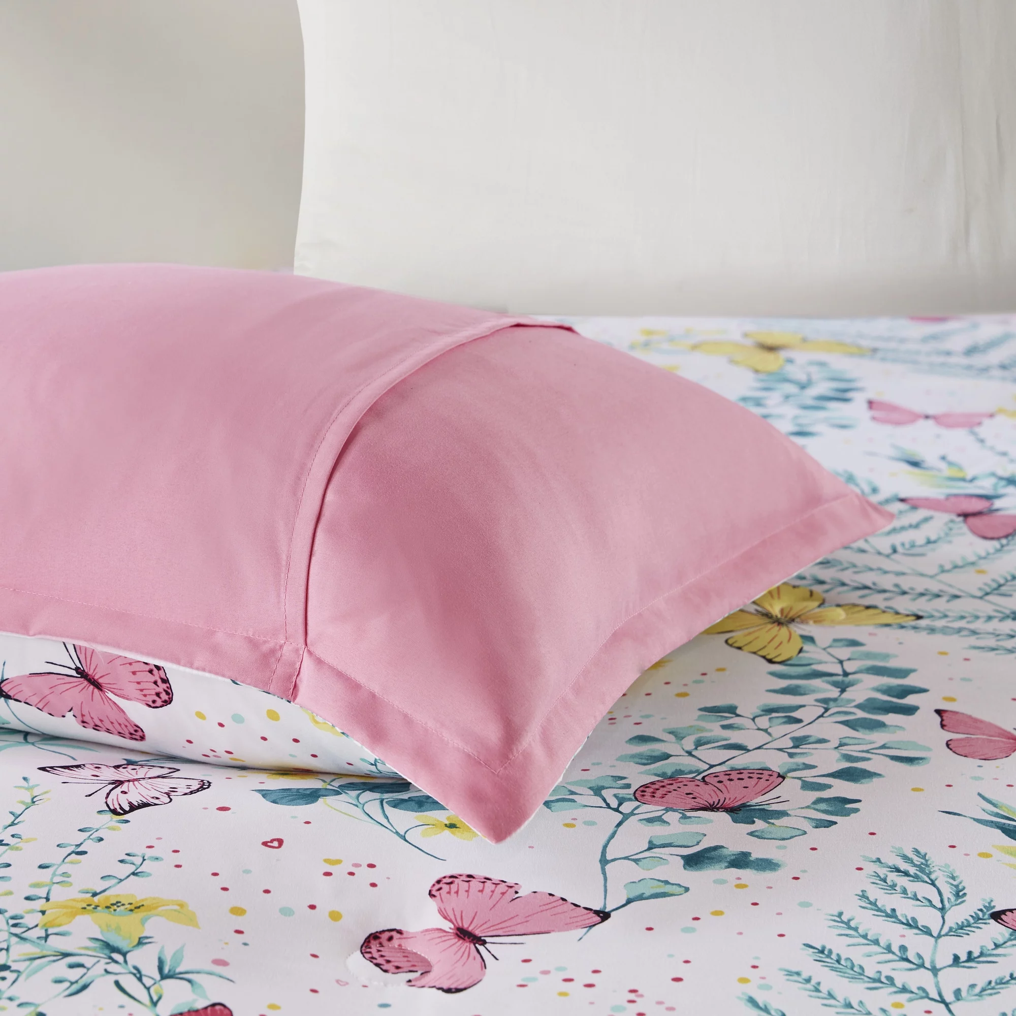 Mi Zone Kids Full/Queen Girl Comforter Set with Decor Pillow Pink Floral Butterfly All Season Kids Bedding 4Pcs