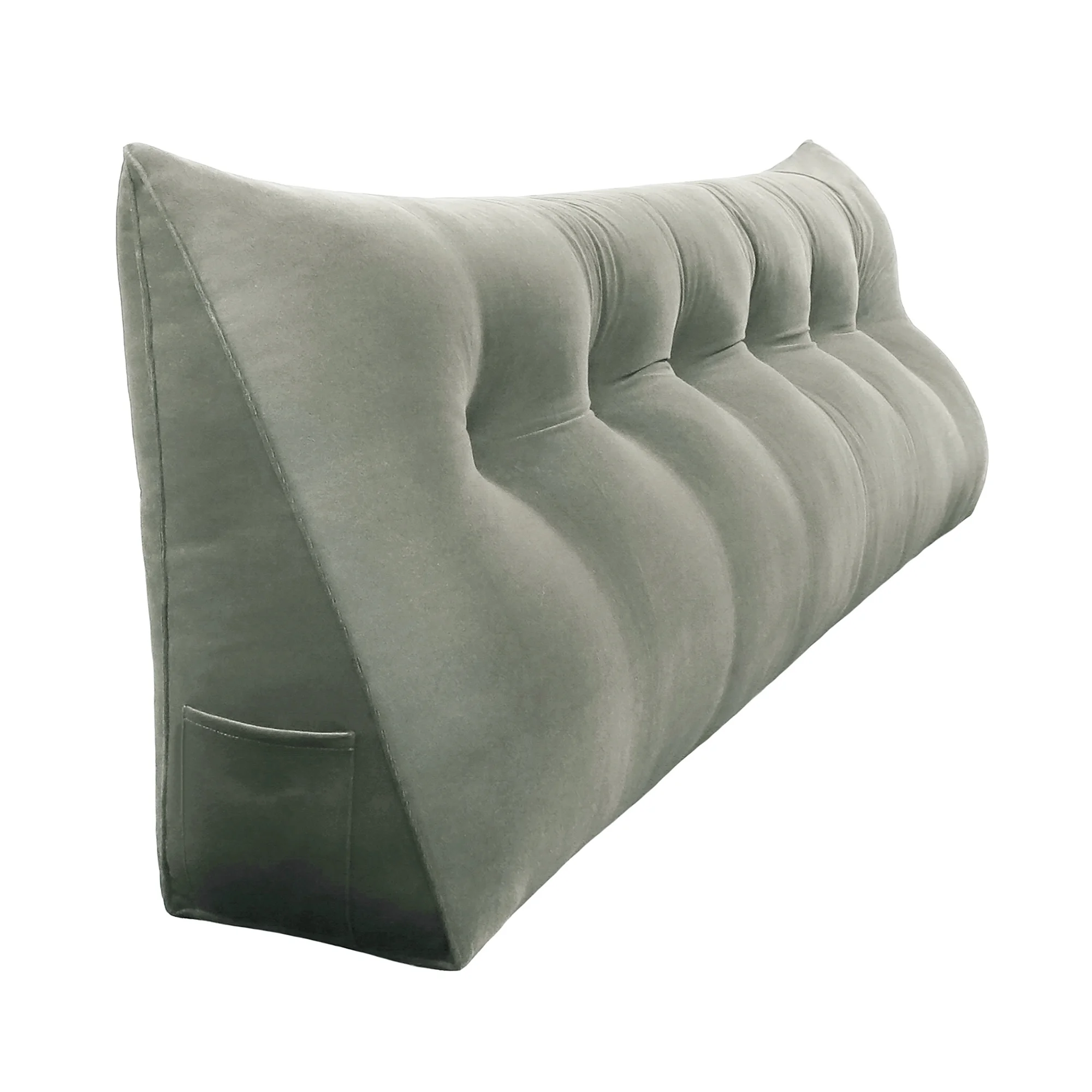 Johnear Large Rest Reading Wedge Pillows Bolster Headboard Backrest Pillow Velvet Cushion Lumber Backrest Daybed Positioning Sofa Bed Rest Reading Pillow Triangular Upholstered (Gray,Cal-King)