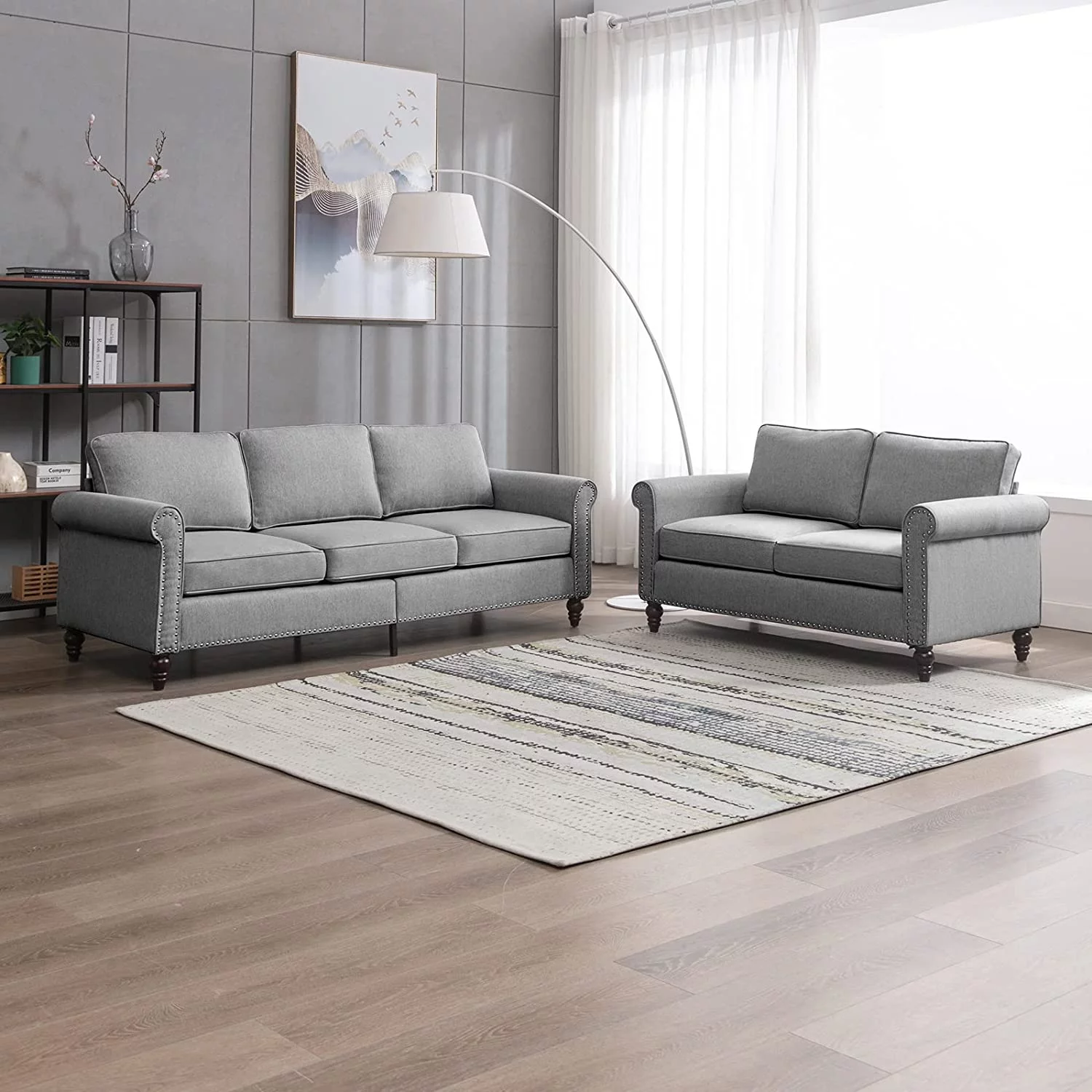 BALUS Living Room Furniture Set, 2 Piece Soft Sofa Couches Set with 5.9