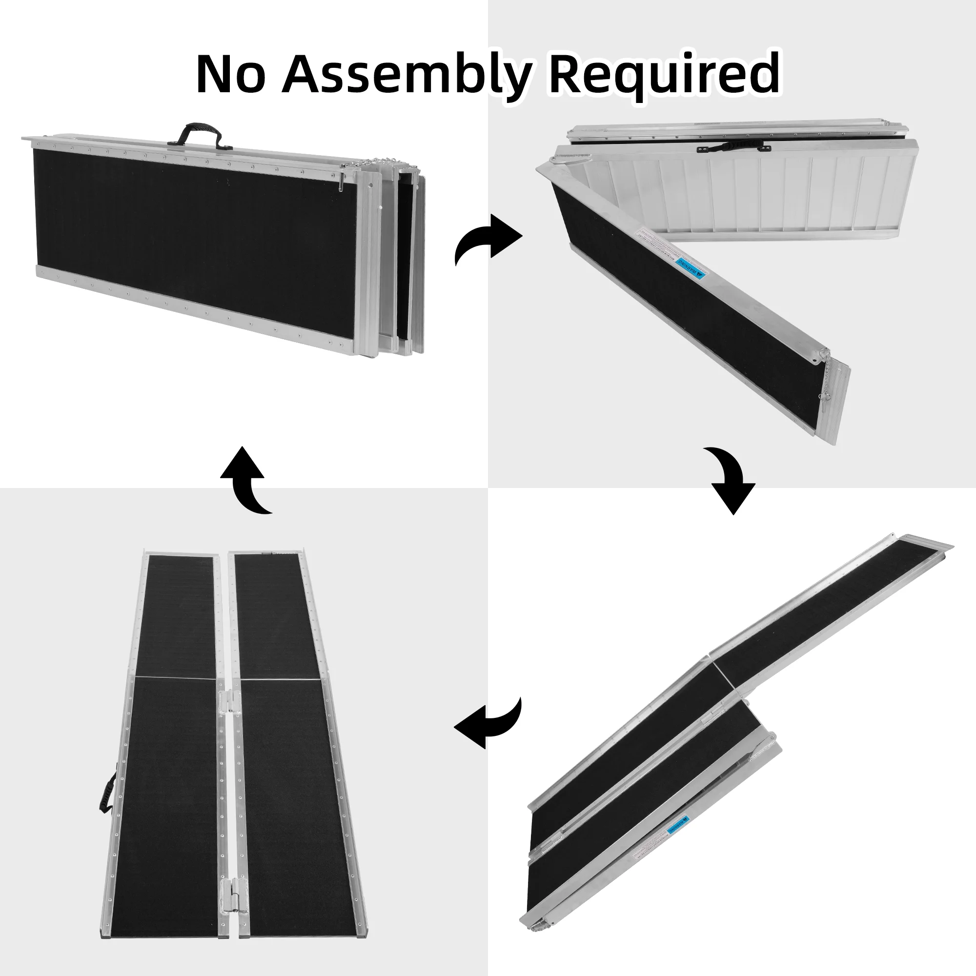 7FT Folding Aluminum Wheelchair Ramp with Handle, Utility Mobility Access Threshold Ramp, Ramp for Wheelchairs for Home, Doorways, Steps, Stairs, Holds up to 600 lbs