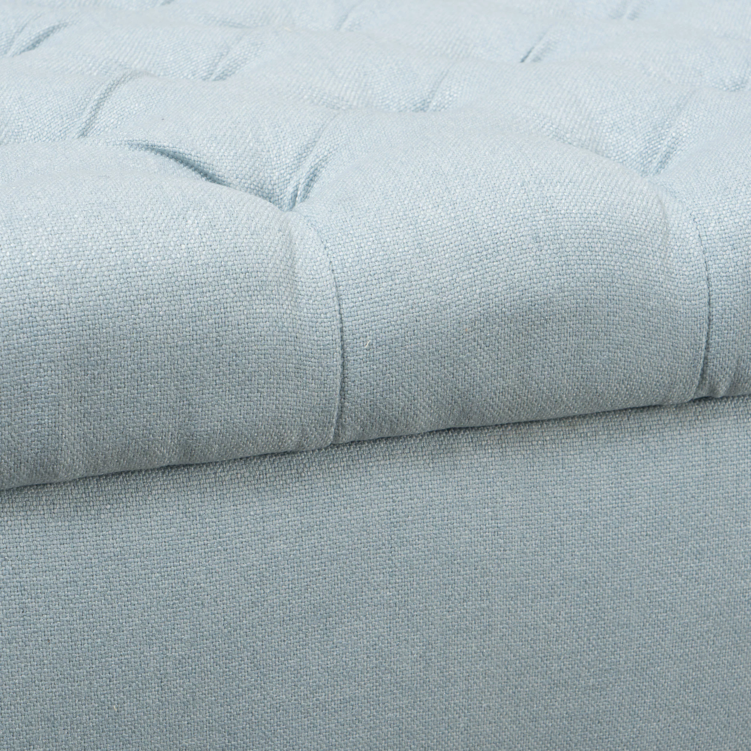 Noble House Sheffield Contemporary Rolled Arm Fabric Storage Ottoman Bench, Light Sky and Dark Brown
