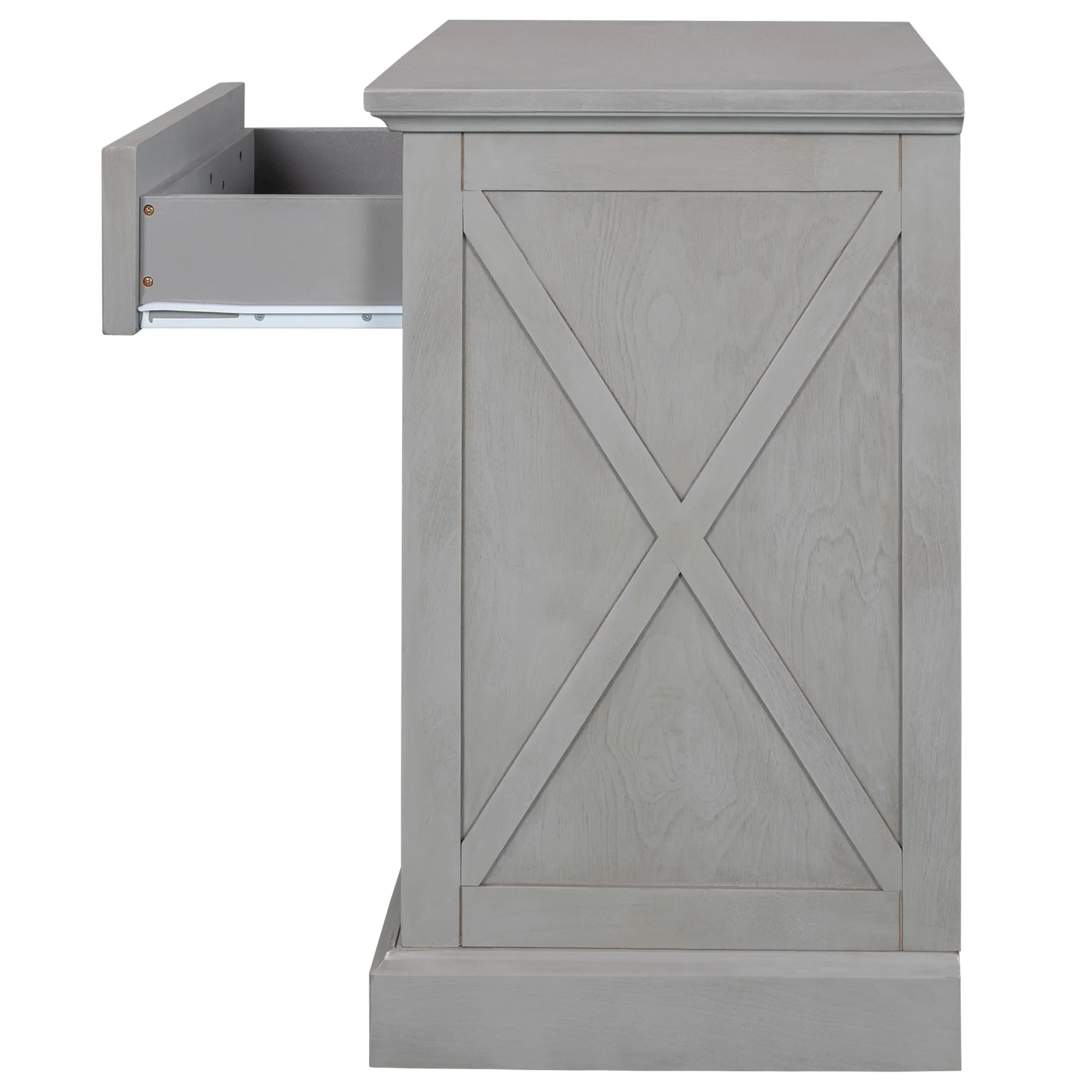 LANTRO JS Old Paint Style Modern Wooden Nightstand with Drawers Storage for Living Room, Bedroom, Gray