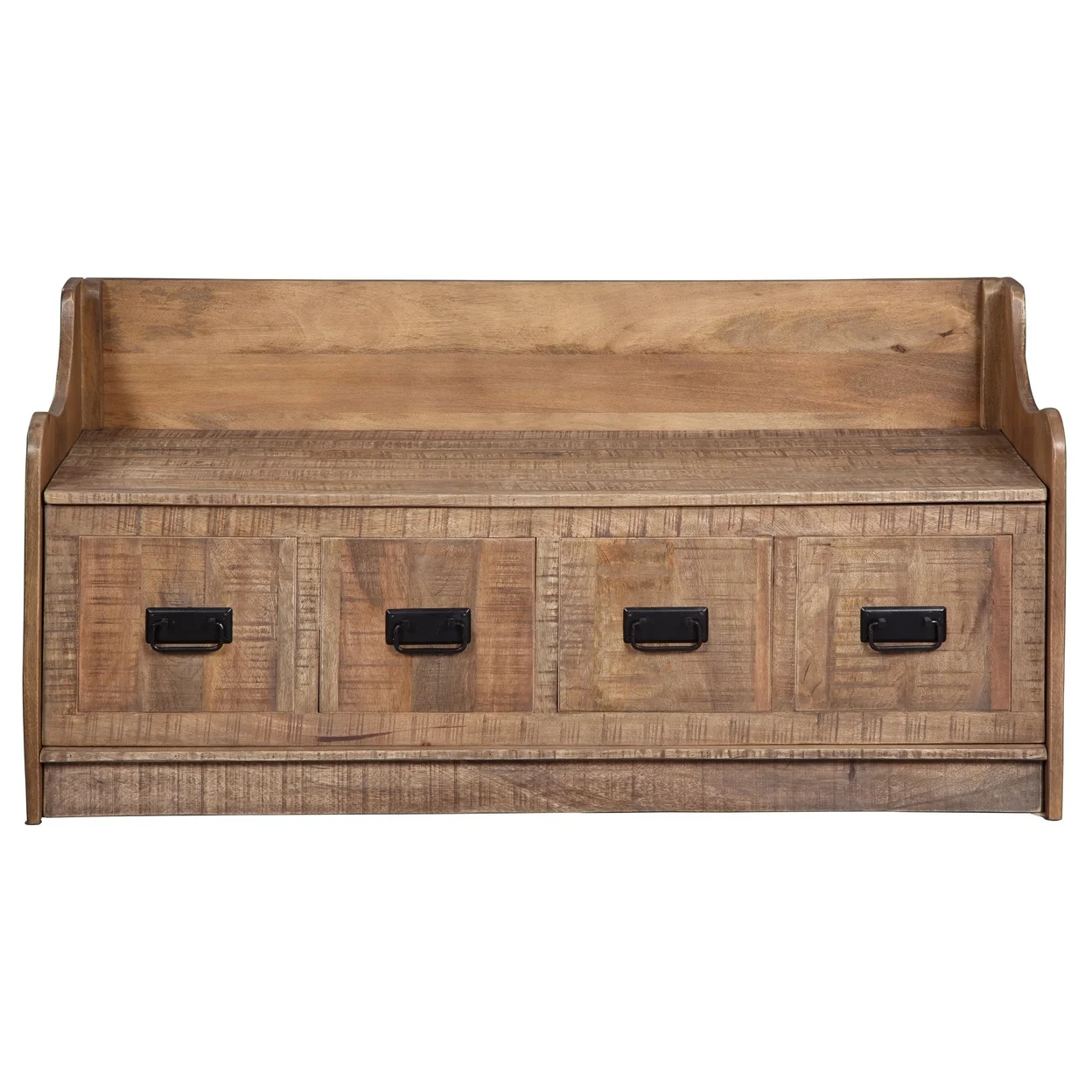 48 Inches Lift Top Storage Bench with Fake Drawer Design Brown- Saltoro Sherpi