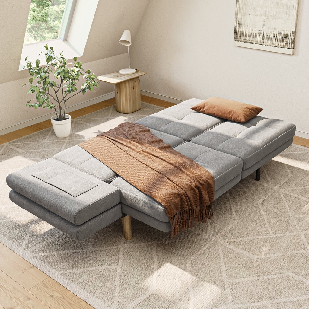 Aiho Convertible Futon Sofa Bed,Couches with with S-Springs and Adjustable Backrest for Living Room,Apartment Living Room,Office - Light Gray