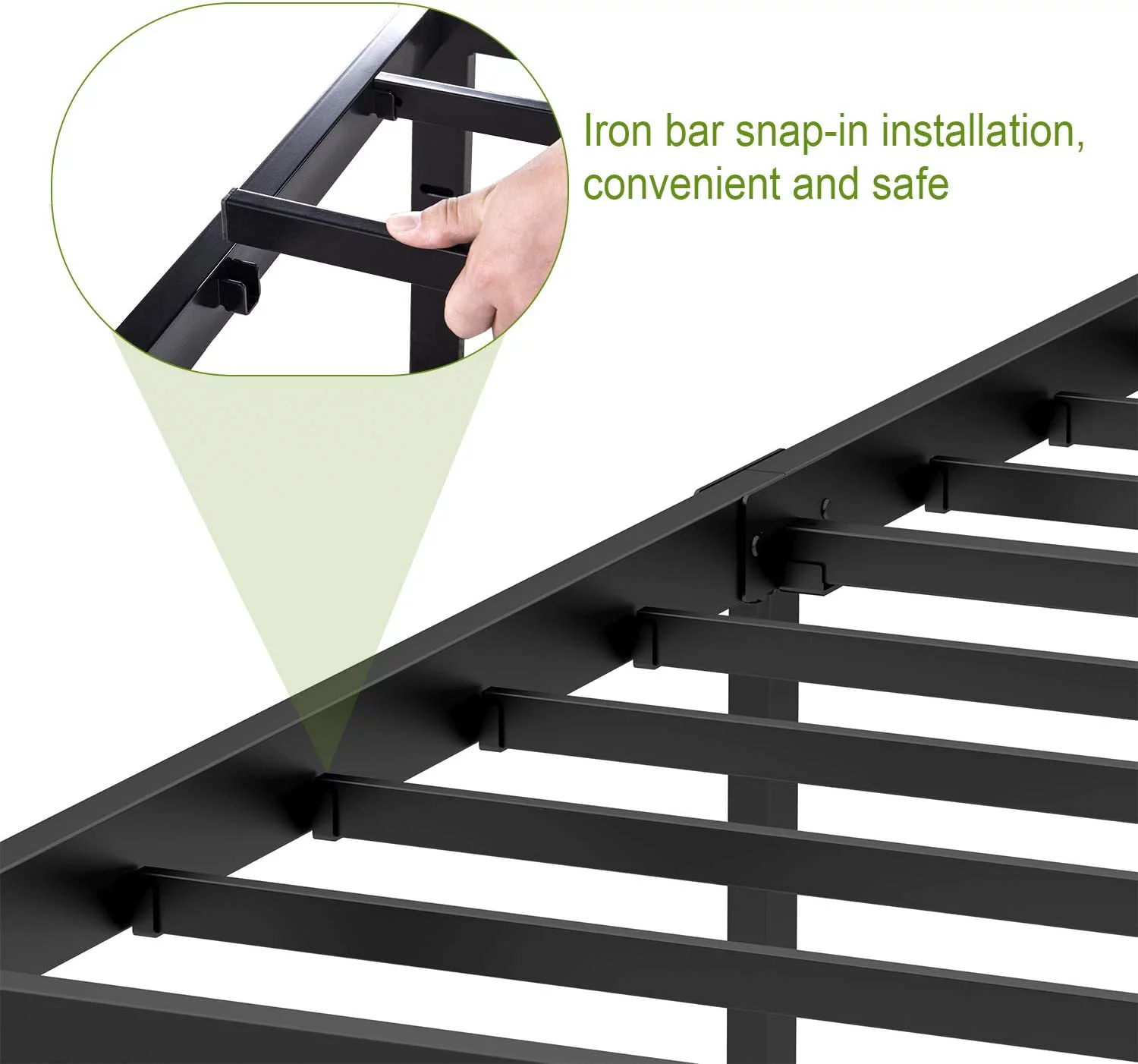 18 Inch Metal Platform Bed Frame/3500lbs Heavy Duty Steel Slat Mattress Foundation/Reinforced Platform/Noise Free/Easy Assembly Twin/Twin XL/Queen/King/California King (Full)