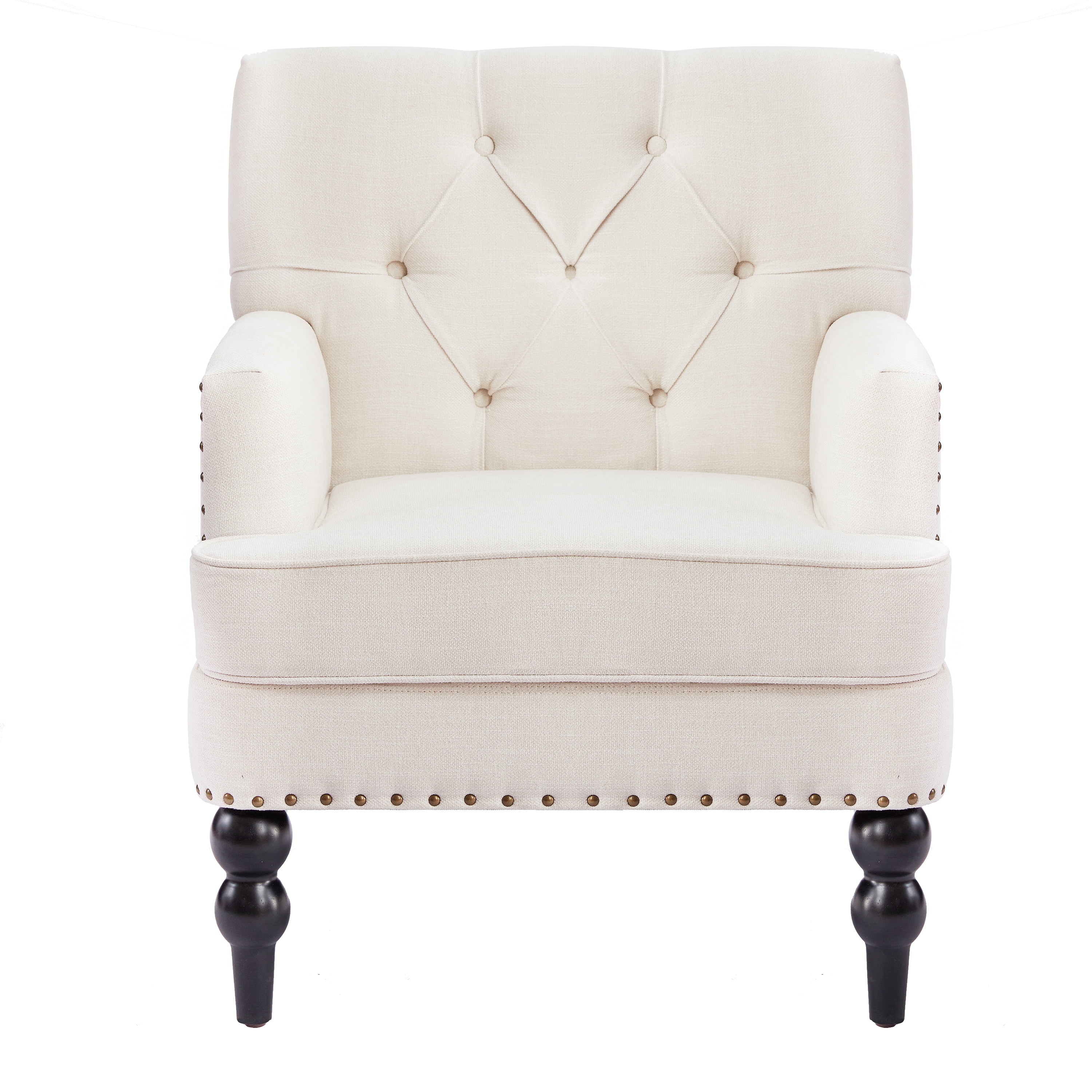 HUIMO Arm Chair with Ottoman,Upholstered Button Tufted Accent Chair,Linen Fabric Sofa Reading Chairs for Living Room, for Bedroom(Beige)