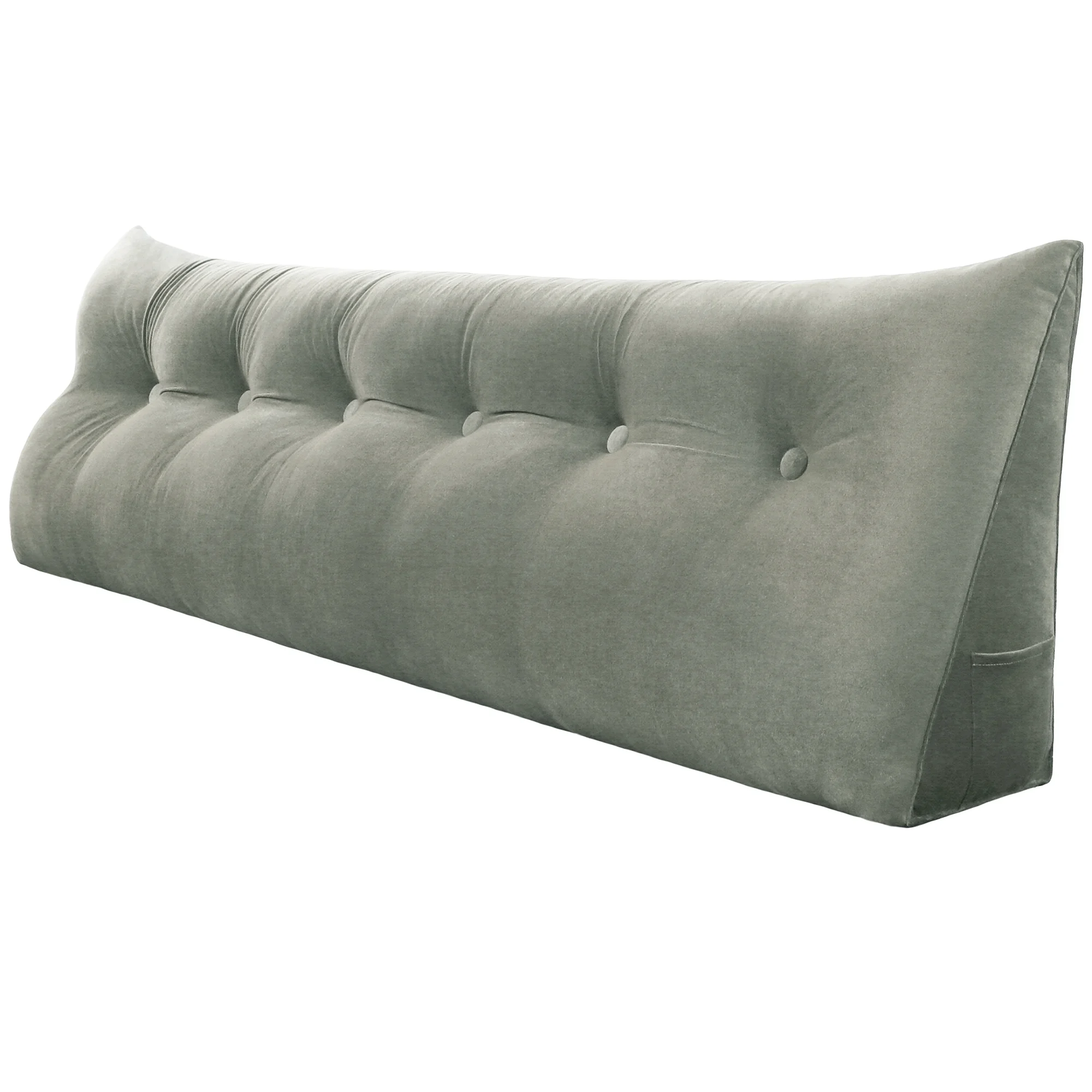 Johnear Large Rest Reading Wedge Pillows Bolster Headboard Backrest Pillow Velvet Cushion Lumber Backrest Daybed Positioning Sofa Bed Rest Reading Pillow Triangular Upholstered (Gray,Cal-King)