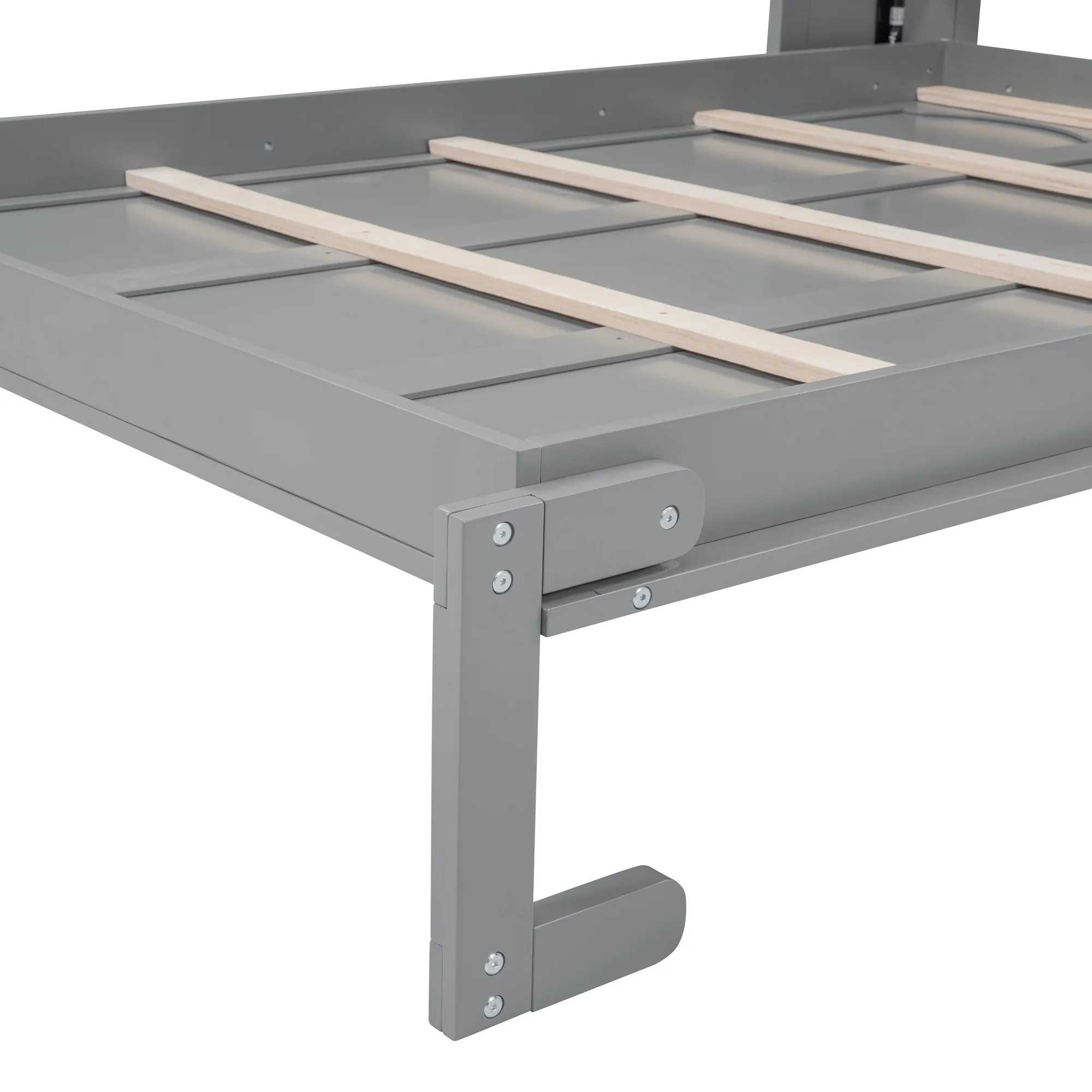 Bellemave Full Size Murphy Bed 68 Inch Wall Bed, Wood Space-Saving Foldable Cabinet Bed, Full Platform Bed Frame for Home Office Bedroom(Gray)