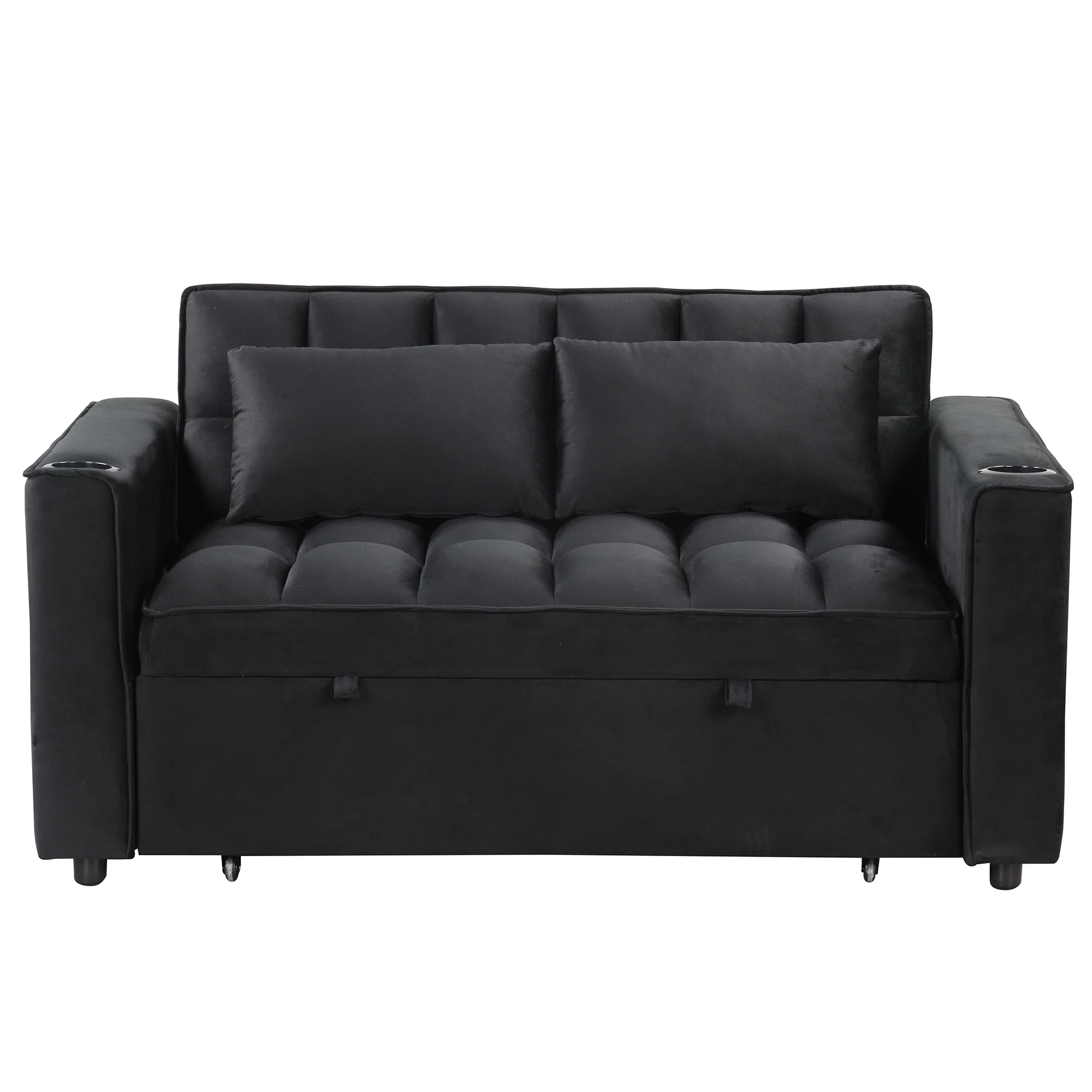 Hombay Modern Convertible Sleeper Sofa Bed, Folding Futon Couch Loveseat with Cup Holder and USB Charging Ports for Living Room Bedroom Apartment