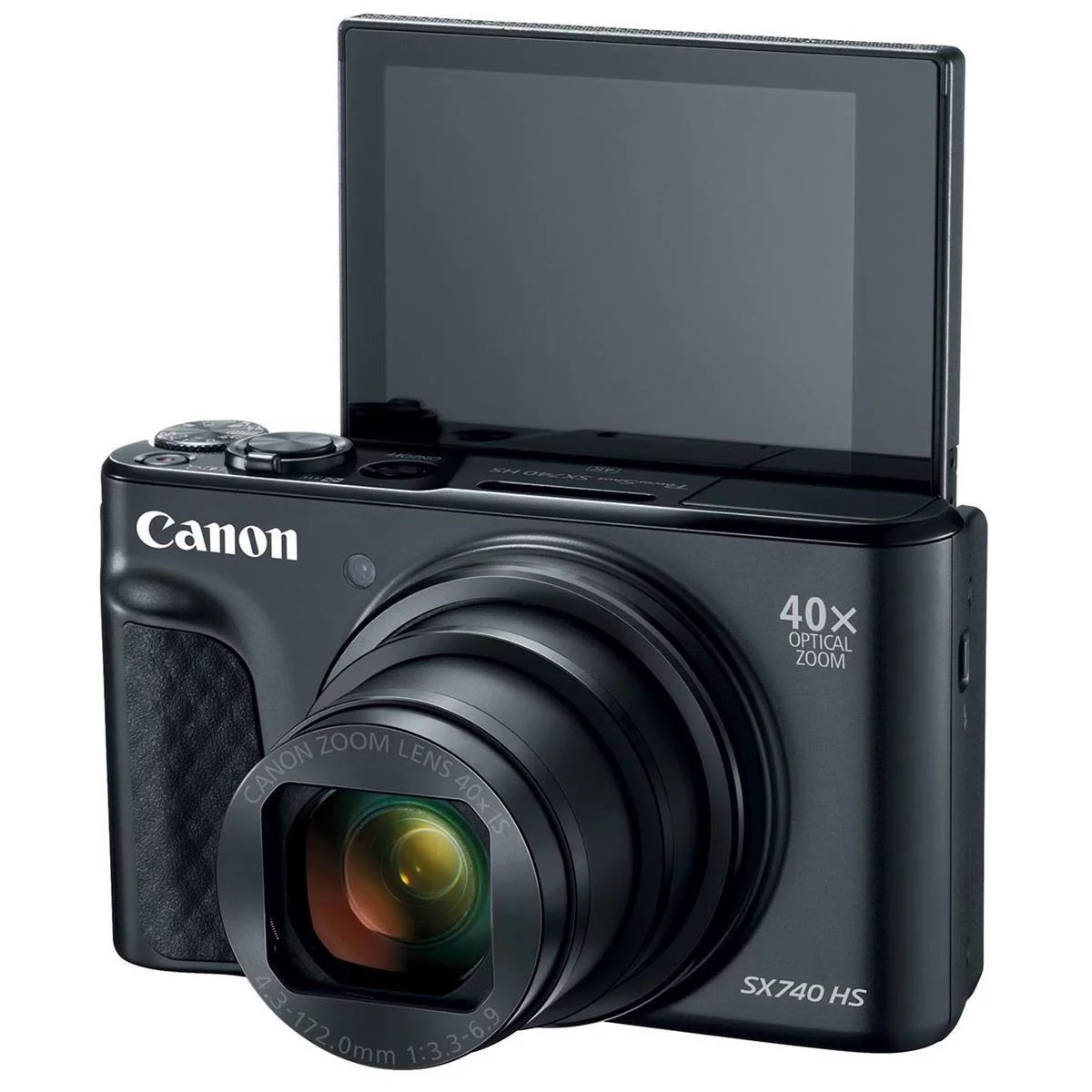 Canon PowerShot SX740 HS Digital Camera (Black) with Deluxe Starter Kit, Pistol Grip Tripod, 64GB Memory Cards - New