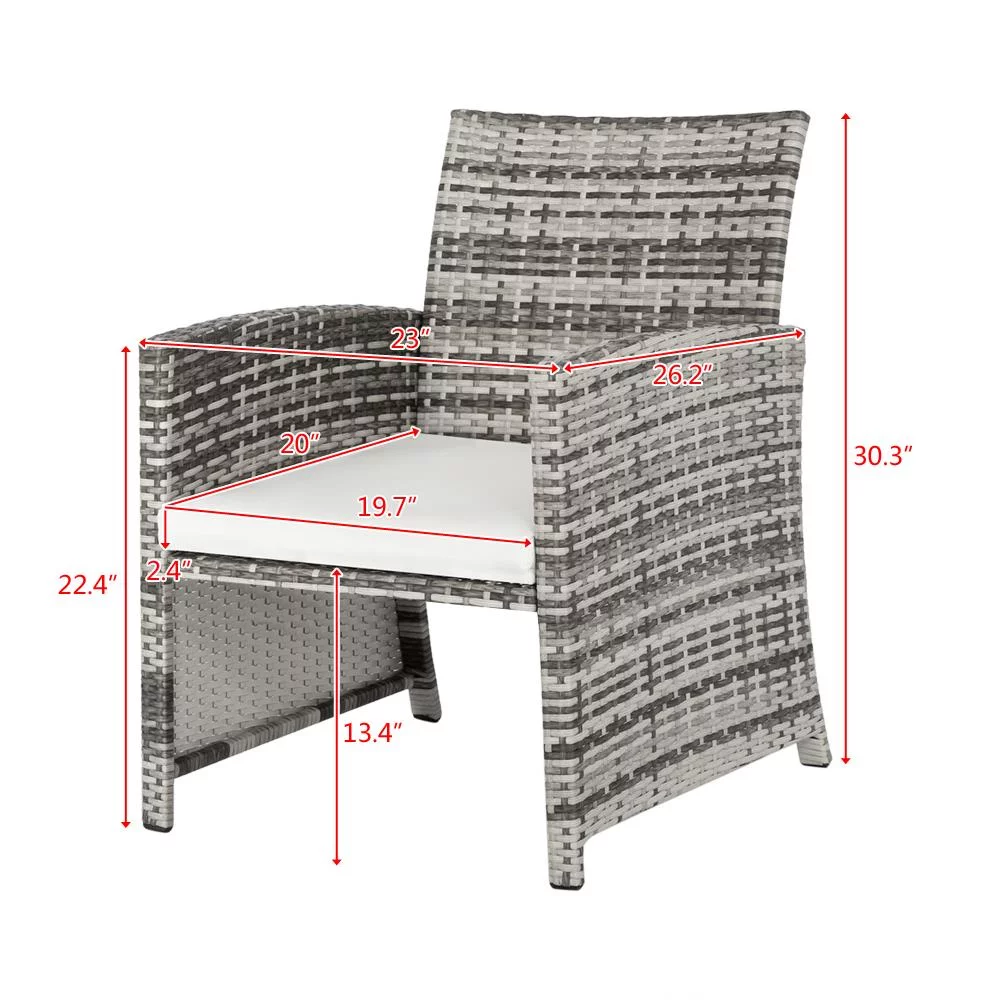 UBesGoo 5 pcs Patio Wicker Conversation Set Rattan Furniture Dining Set for Outdoor Graying Cane