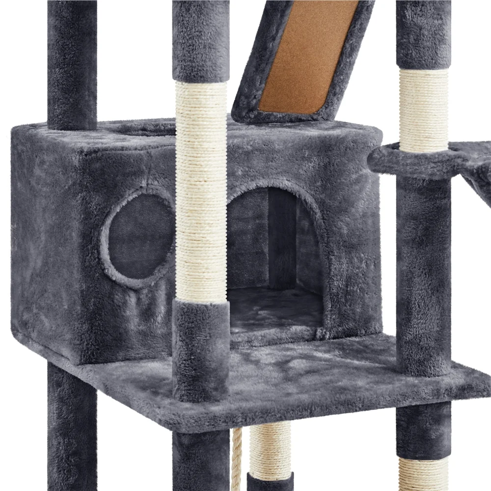 Easyfashion 82.5inch Multi Level Cat Tree, Dark Gray