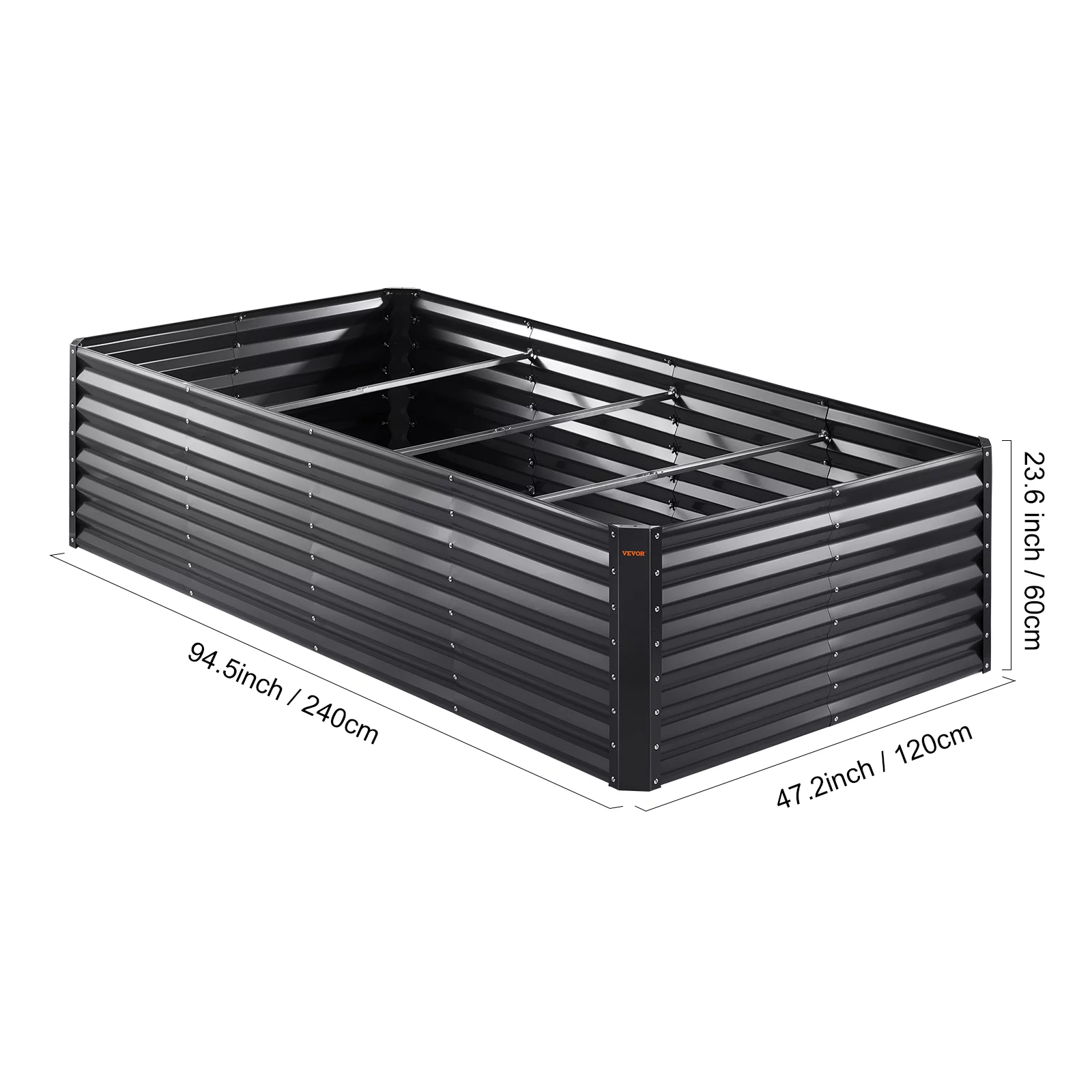 BENTISM Galvanized Raised Garden Bed, 8x4x2 FT Large Metal Raised Planter Box Garden Beds Outdoor for Vegetables Flowers and Herbs with Open Bottom and Planting Tools, Dark Grey
