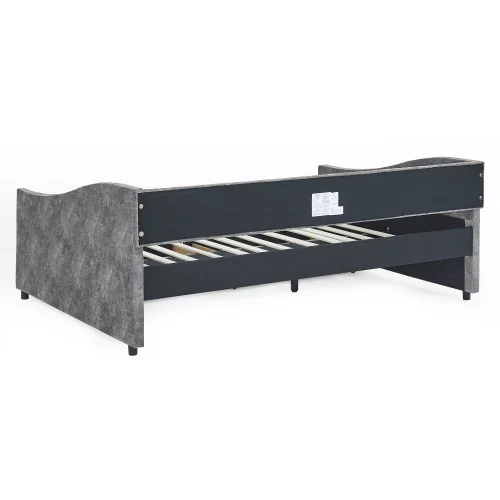 Motent Full Size Daybed with Drawers Upholstered Tufted Sofa Bed, with Button on Back and Copper Nail on Waved Shape Arms,Grey(80.5”x55.5”x27.5”)