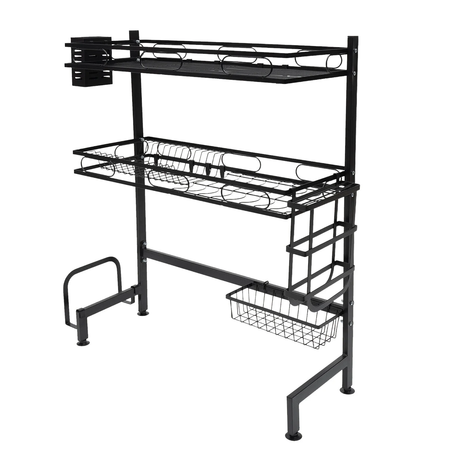 2-tiers Over-the-sink Adjustable Large 24.4'' Dish Drying Rack Large Drainage Multifunctional Kitchen Rack