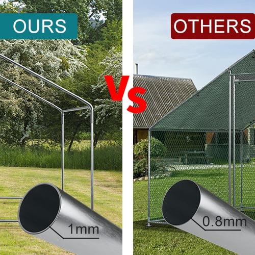 Oarlike Metal Chicken Coop for 15 Chickens Large Chicken Runs for Yard with Cover Galvanized Steel Chicken Pen Outdoor for Hen Duck Rabbits Goose Puppy Heavy Duty Walk-in Poultry Cage