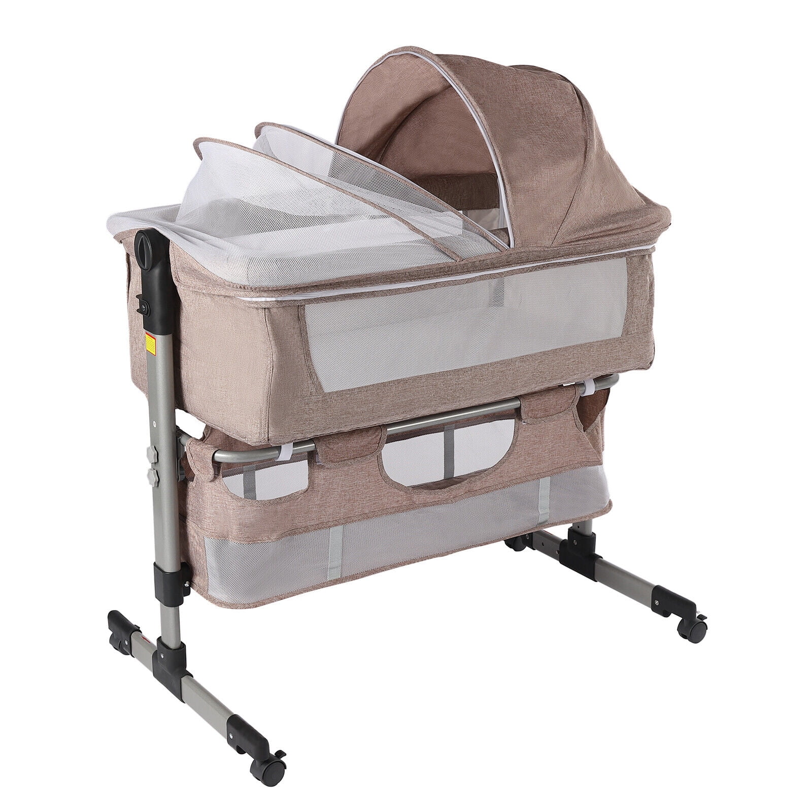 MIDUO Baby Bassinet with Mosquito Nets Adjustable Baby Bedside Sleeper with Cradle Mode Foldable Baby Bed