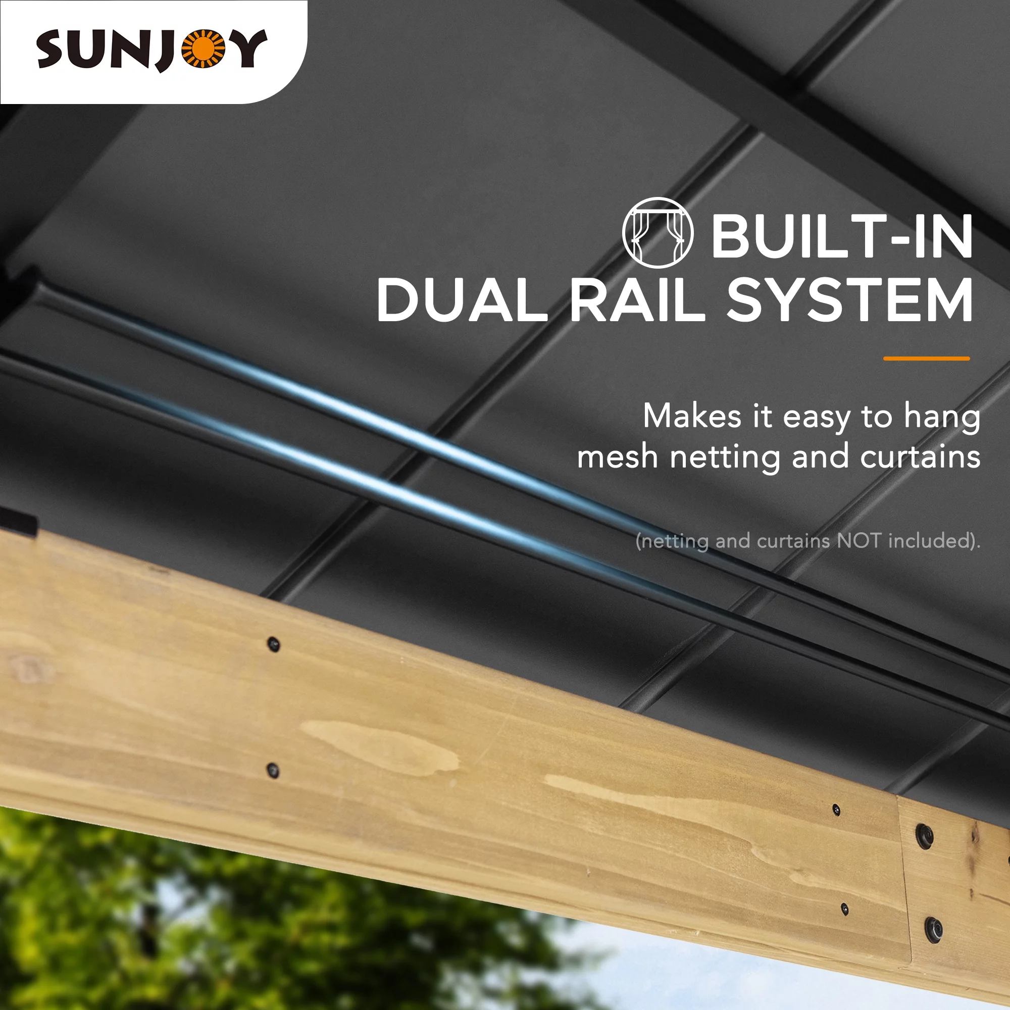 Sunjoy 11' x 11' Hardtop Black Straight Gazebos