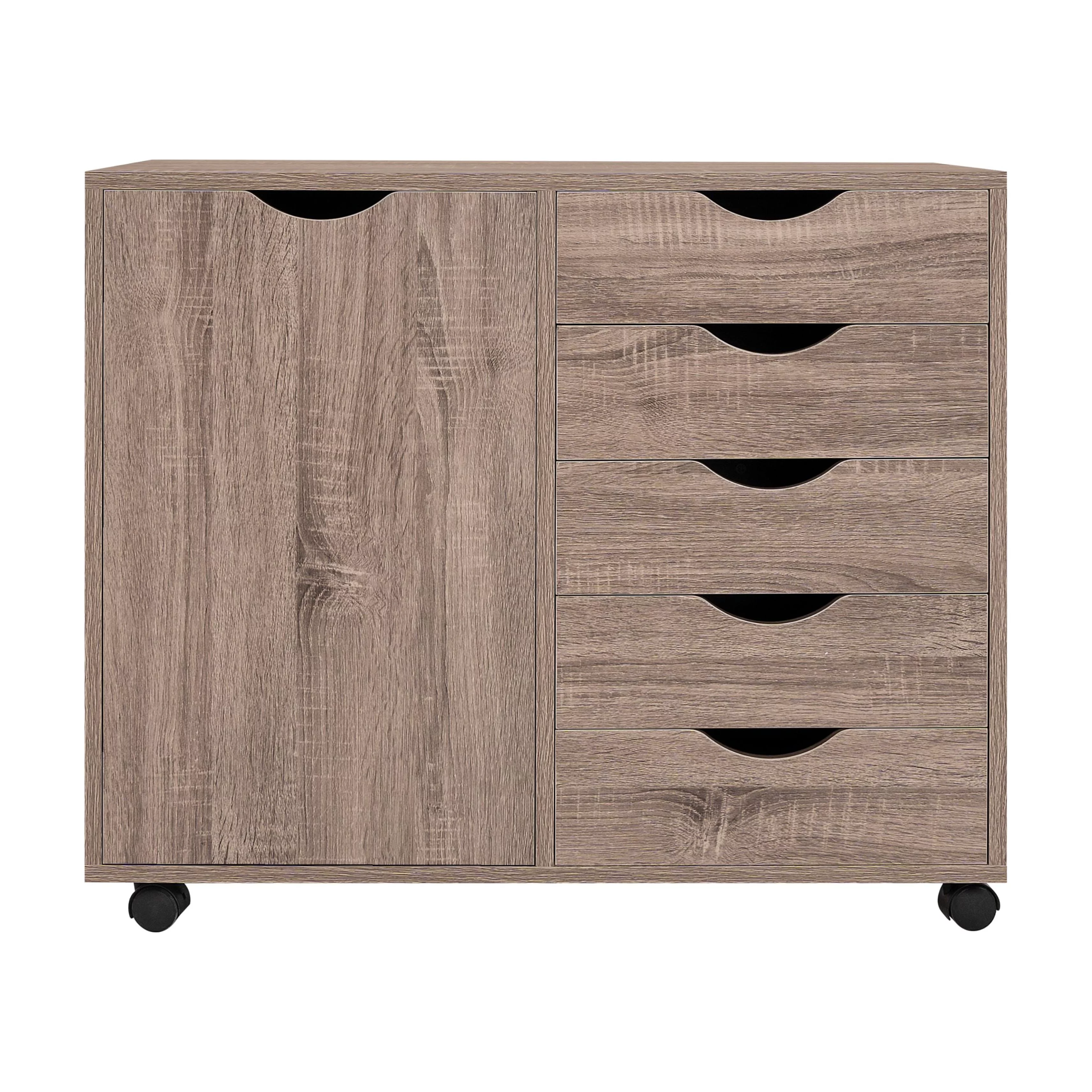 Office File Cabinets Wooden File Cabinets for Home Office Wood File Cabinet Mobile File Cabinet Mobile Storage Cabinet Filing Storage Drawer by Naomi Home-Color:Vintage Oak,Size:7 Drawer