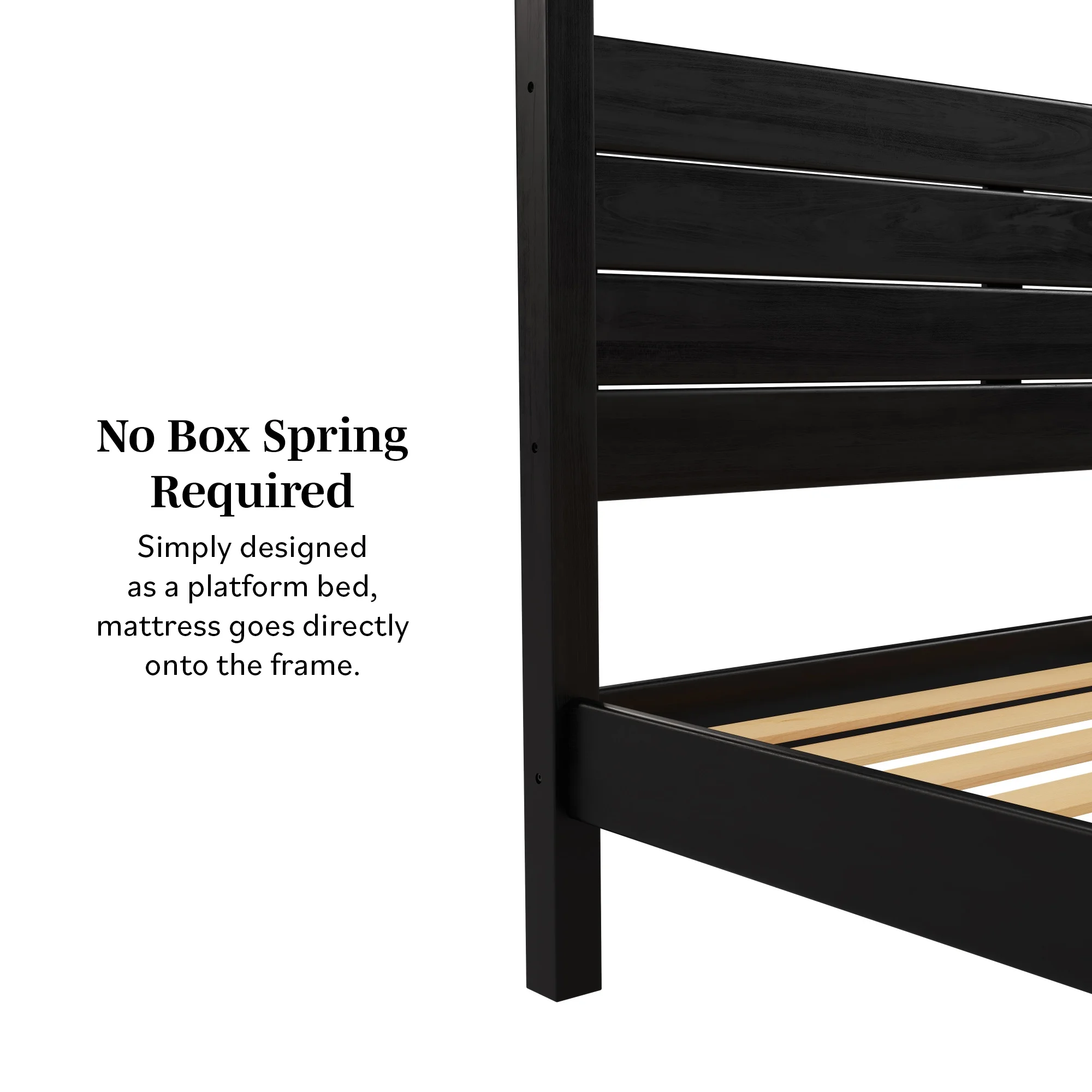 Walker Edison Minimalist Solid Wood King-Size Canopy Bedframe, Black