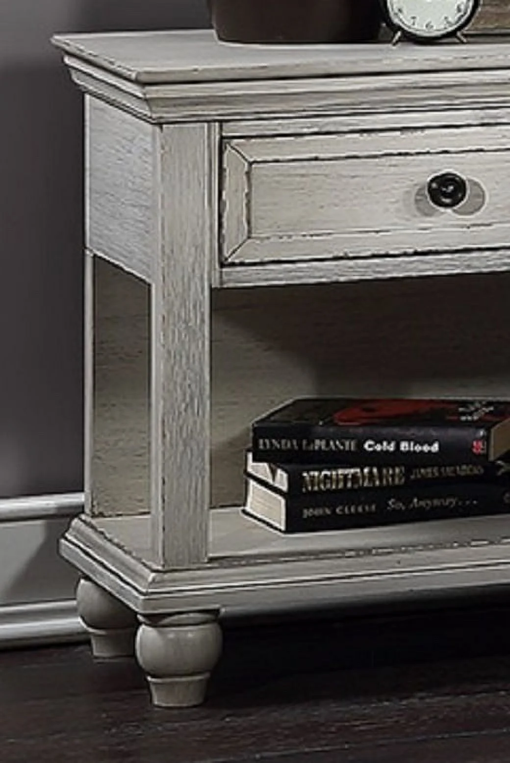 Transitional Bedroom White Finish 5pc Bedroom Set Eastern King Size Bed Dresser Mirror 2x Nightstands Furniture