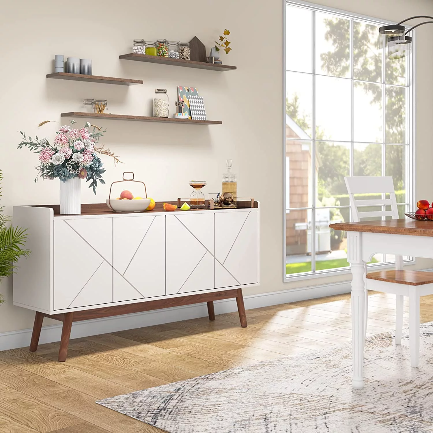 Buffet Cabinet with Storage, Kitchen Sideboard Buffet Table 55