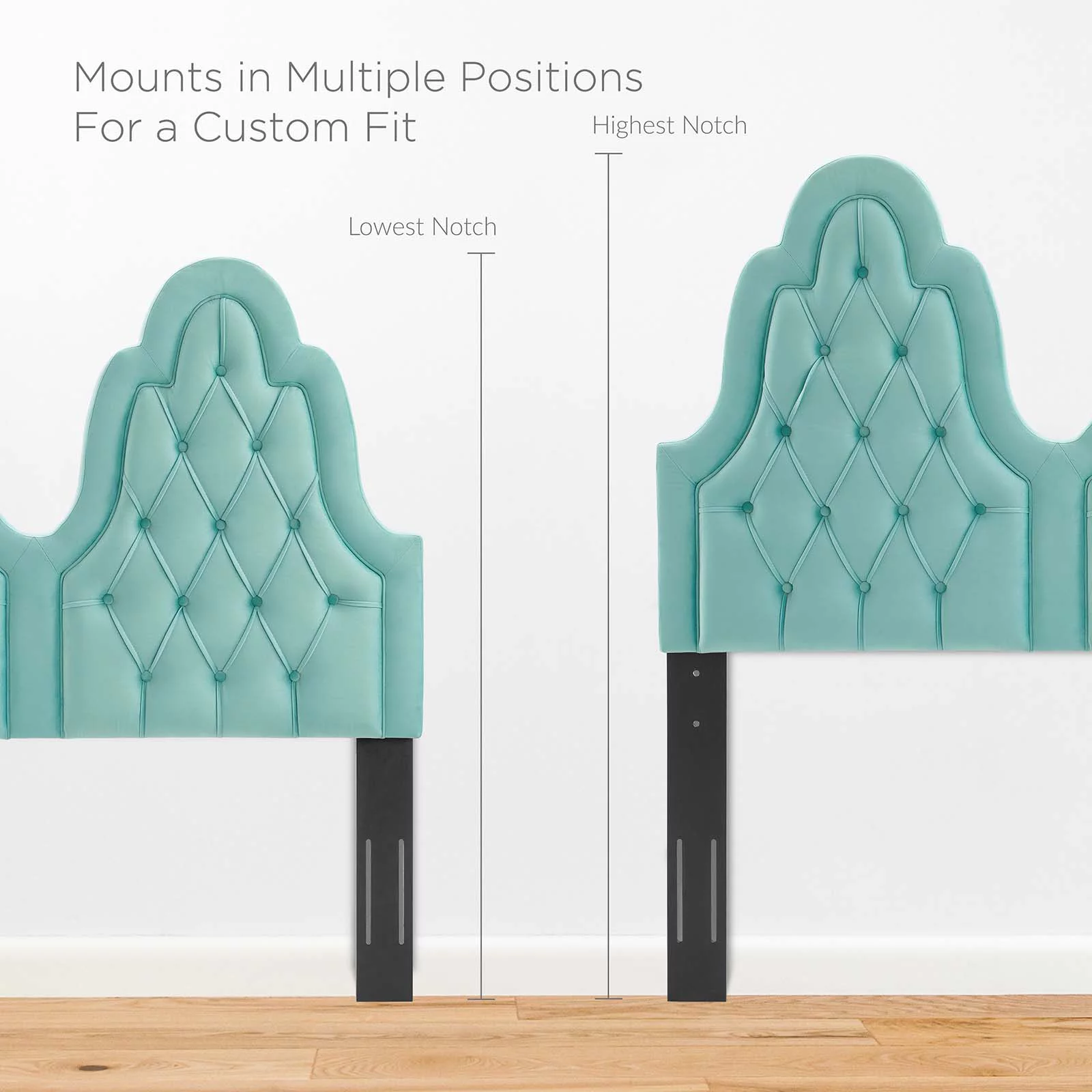 Modway Augustine Tufted Performance Velvet Full/Queen Headboard in Mint