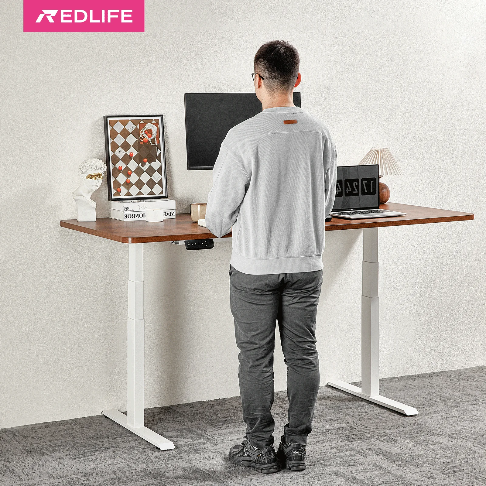 Redlife Electric Standing Desk Frame,Dual Motor Adjustable Height Standing Desk for Office Room