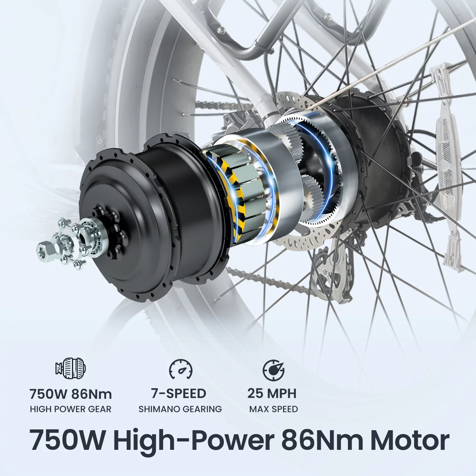 MAGICYCLE Cruiser 750W Electric Bike for Adults 52V 15AH E Bike 26