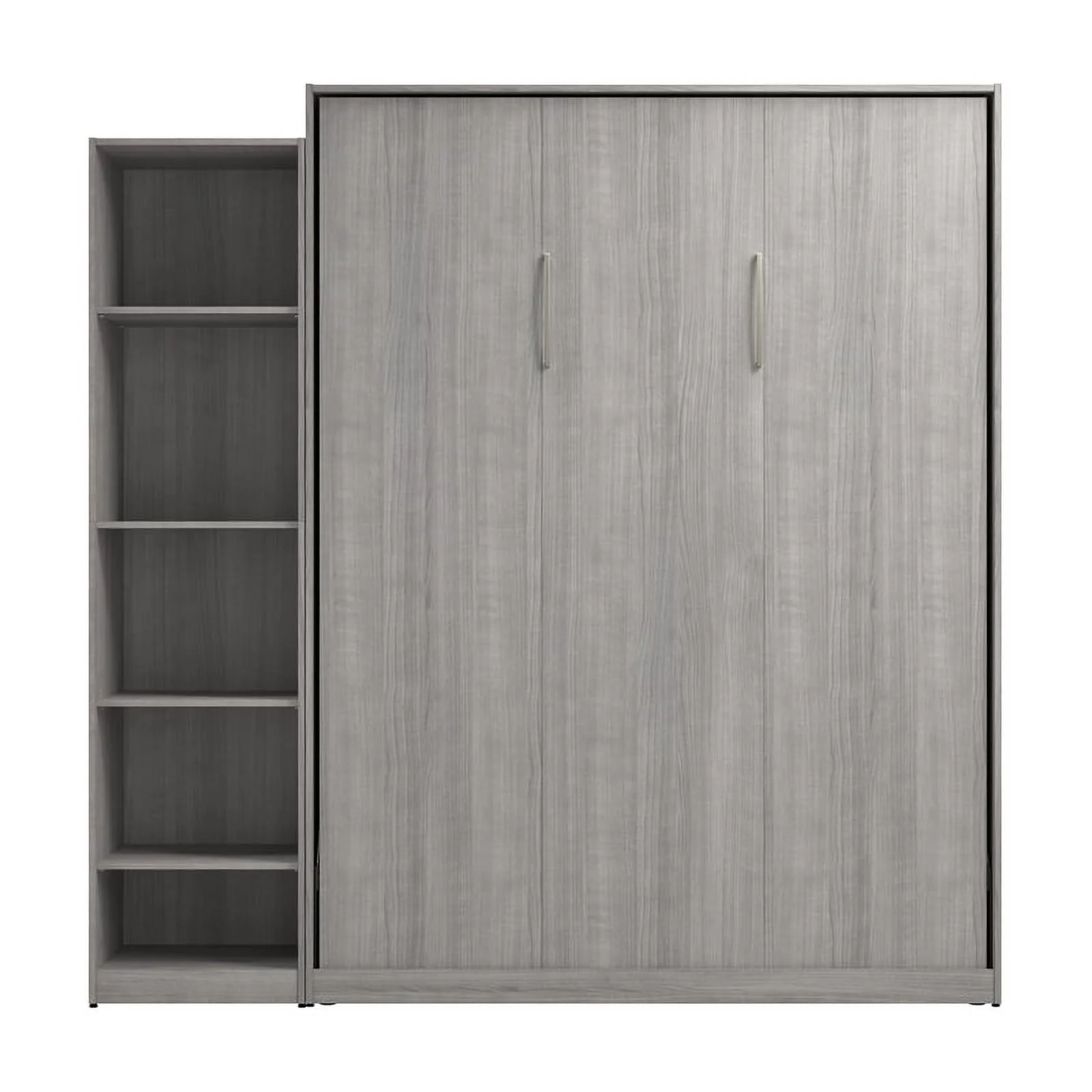Bestar USA Claremont Wood Queen Murphy Bed with Closet Organizer in Gray