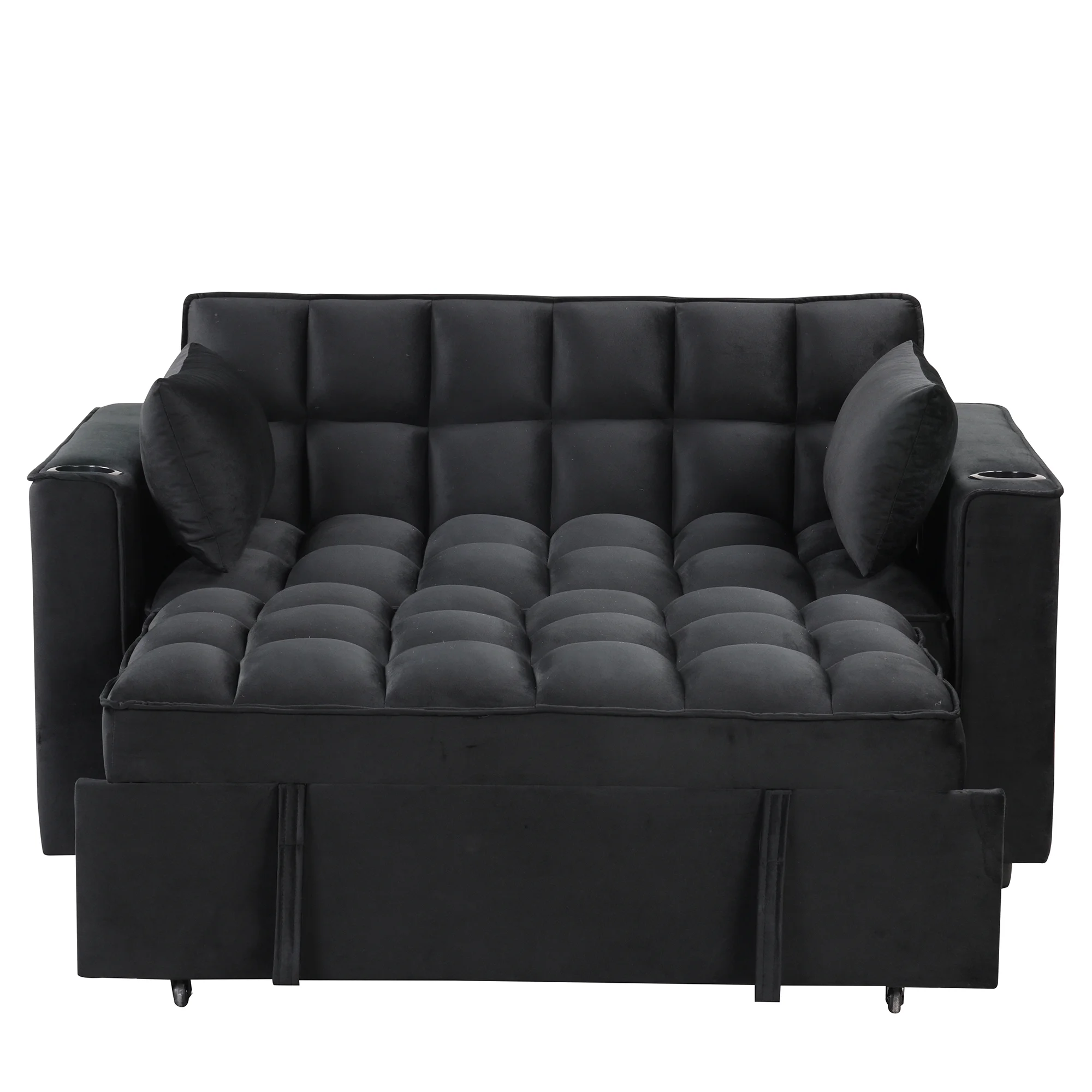 Hombay Modern Convertible Sleeper Sofa Bed, Folding Futon Couch Loveseat with Cup Holder and USB Charging Ports for Living Room Bedroom Apartment
