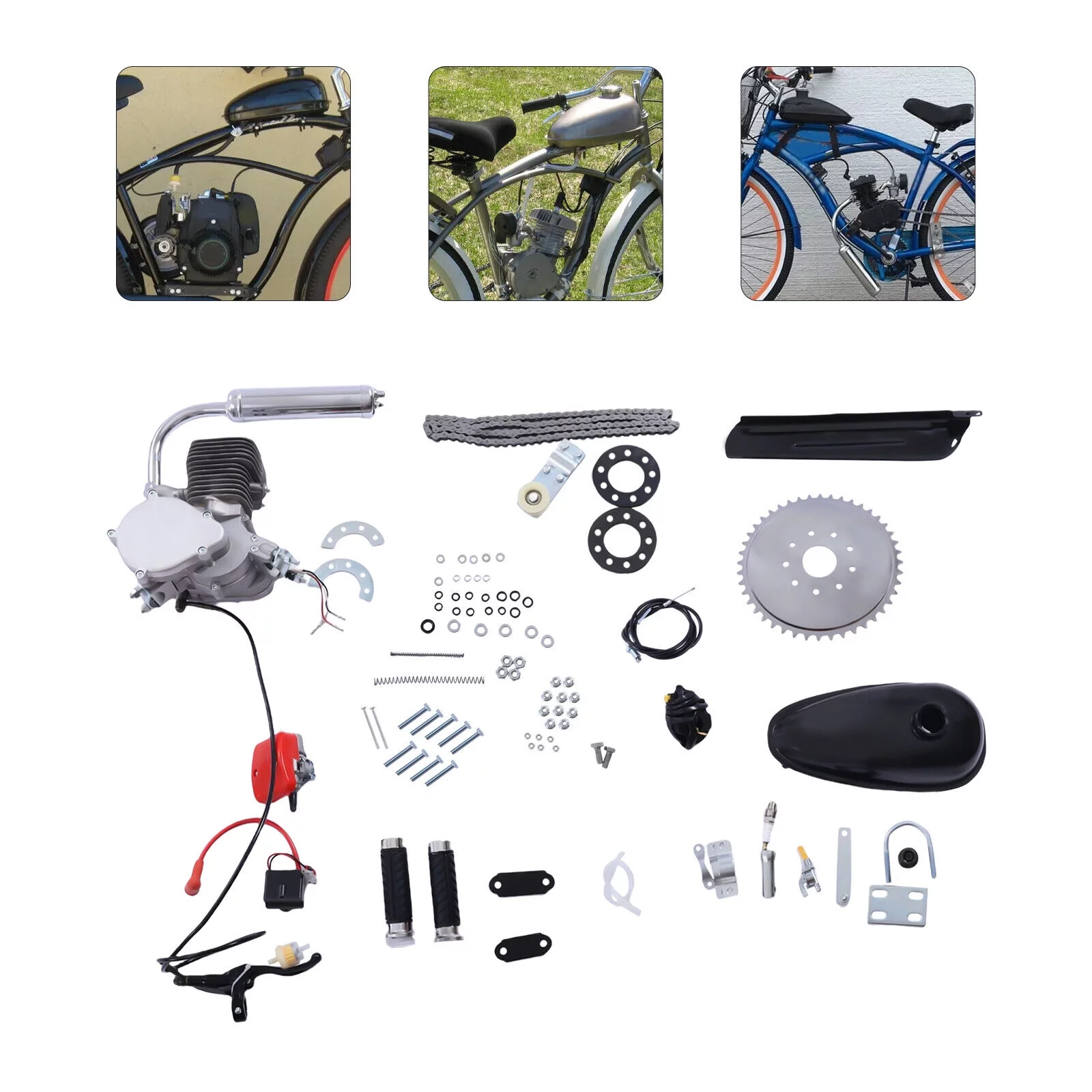 100CC 2 Stroke Bicycle Motor Kit Bike Motorized Petrol Gas Engine CDI Assembly