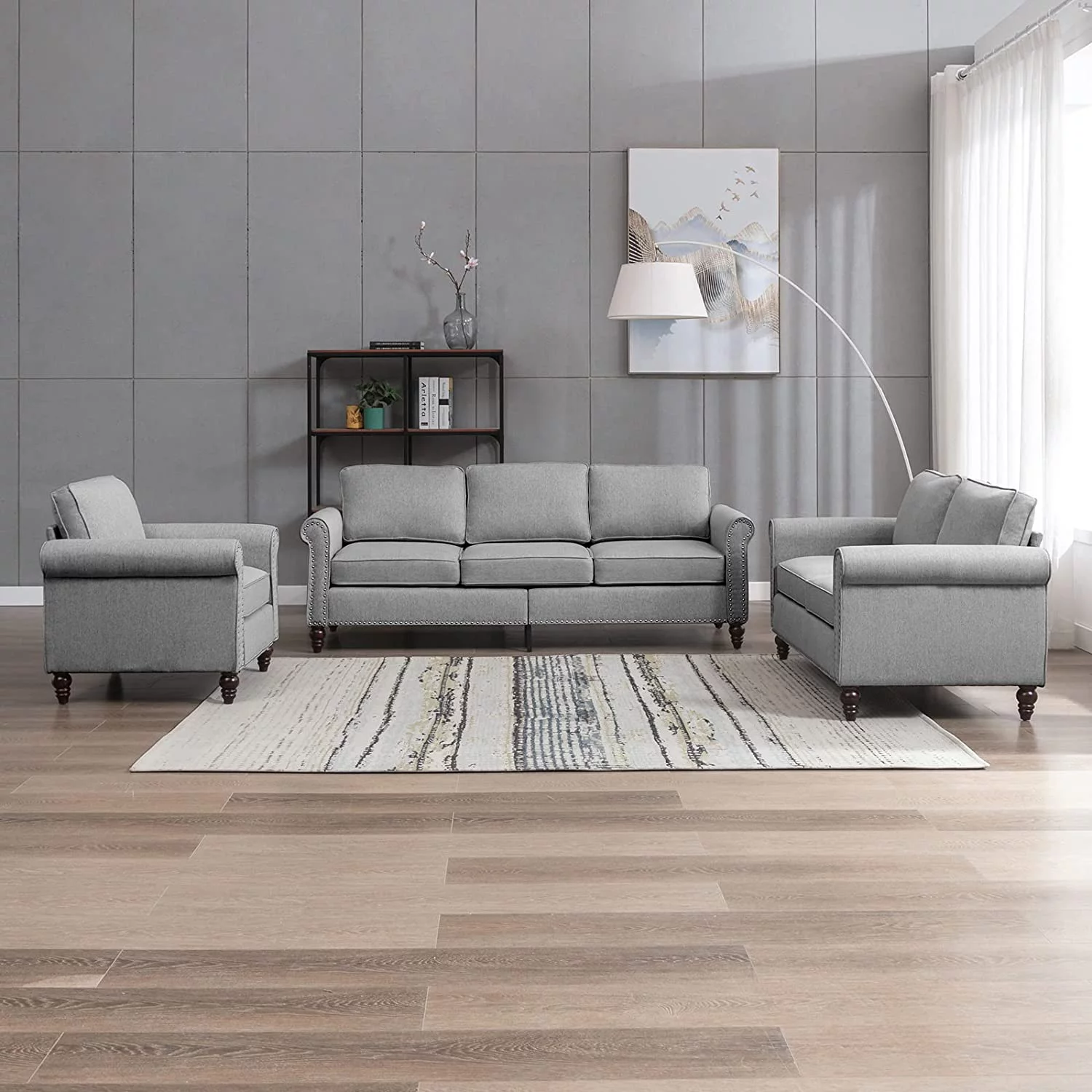 BALUS Living Room Furniture Set, 2 Piece Soft Sofa Couches Set with 5.9