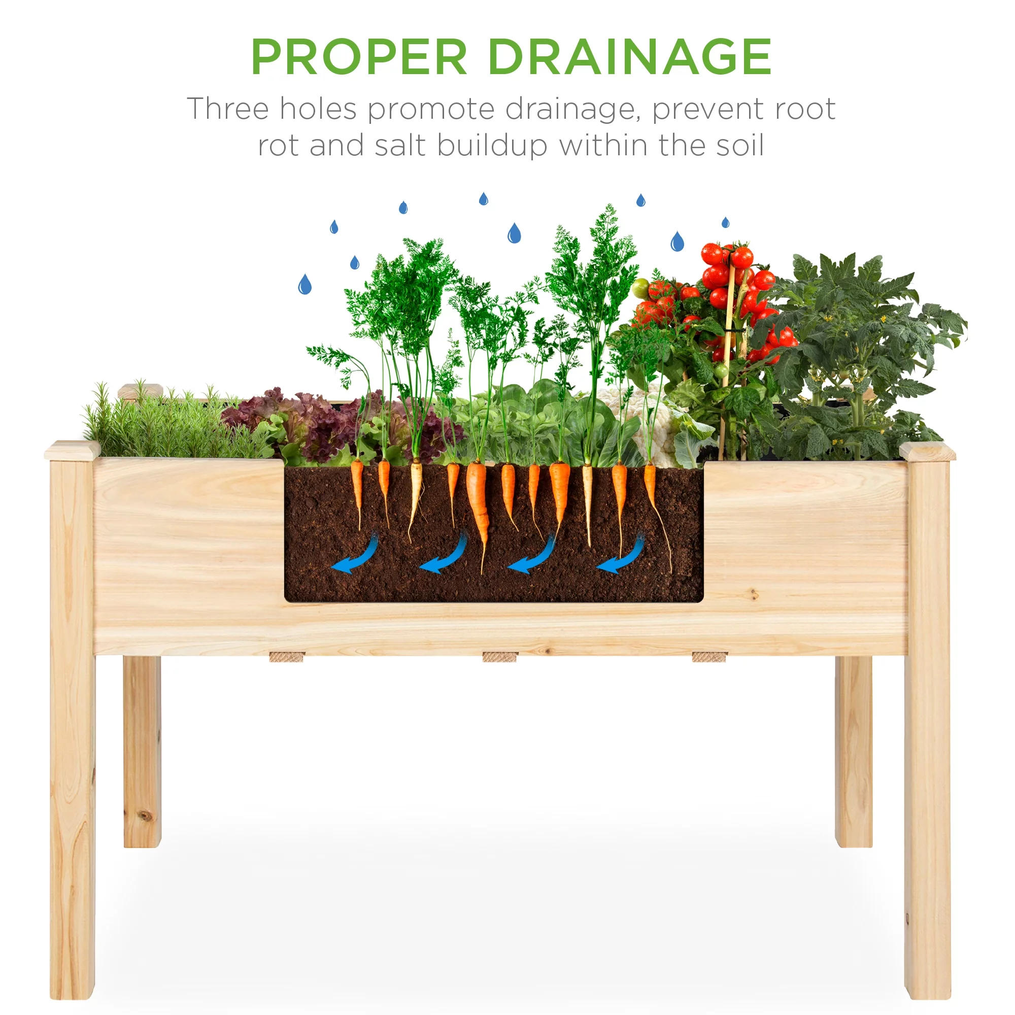 Best Choice Product 48x24x30in Raised Garden Bed, Elevated Wooden Planter for Yard w/ Foot Caps, Liner - Natural