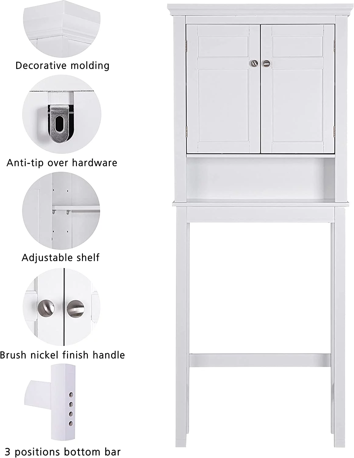 Spirich Home Bathroom over the Toilet Shelf,Bathroom Storage Organizer, White