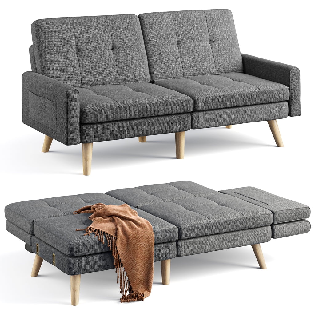 Aiho Convertible Futon Sofa Bed,Couches with with S-Springs and Adjustable Backrest for Living Room,Apartment Living Room,Office - Dark Gray