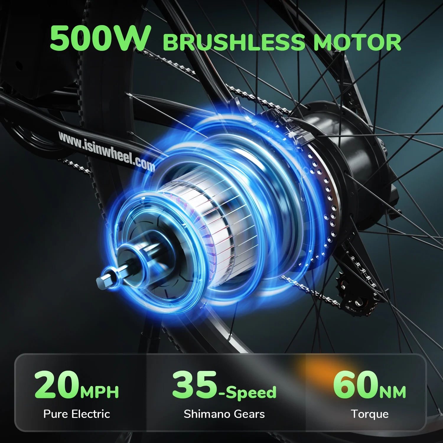 iSinwheel M10-W Electric Bike Adult 500W, 26