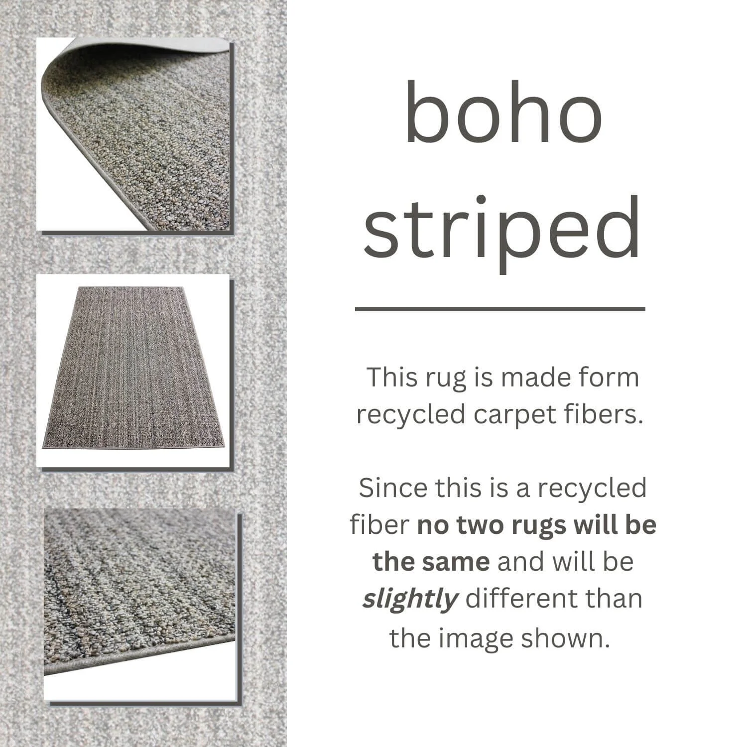 5'x7' Boho Striped Multicolor Area Rugs Made for 100% Recycled Polyester Carpet Fibers.Berber Loop Style Soft Fiber with 1/4 Inch Pile Height