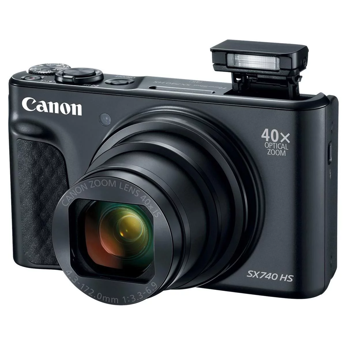 Canon PowerShot SX740 HS Digital Camera (Black) with Deluxe Starter Kit, Pistol Grip Tripod, 64GB Memory Cards - New