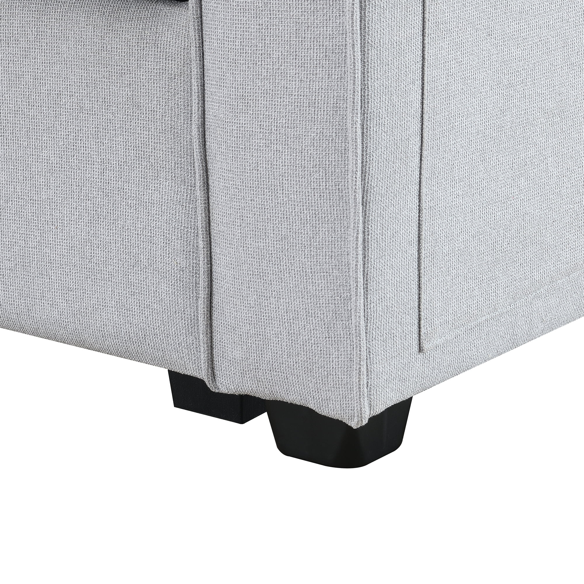 Modern 4 Seater Large Sofa with Console, Linen Fabric Upholstered Couch with USB Charging Ports Cup Holders for Living Room Office