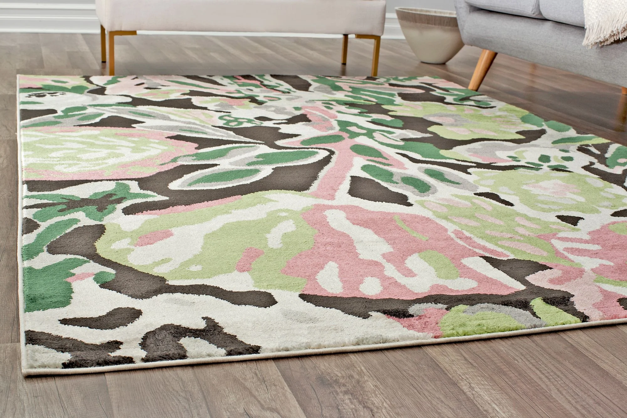 Rugs America Hanna VA15A Summer Bloom Floral Transitional Black Area Rug, 9'x12'