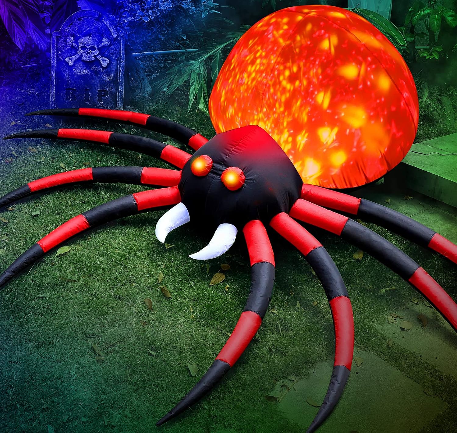 8FT Length Halloween Inflatables Pumpkin Outdoor Decoration, Witch, Ghost, with Blow Up Pumpkin Inflatables Decorations Built-in LED Lights & Powerful Air Blower for Party Garden Halloween Decor