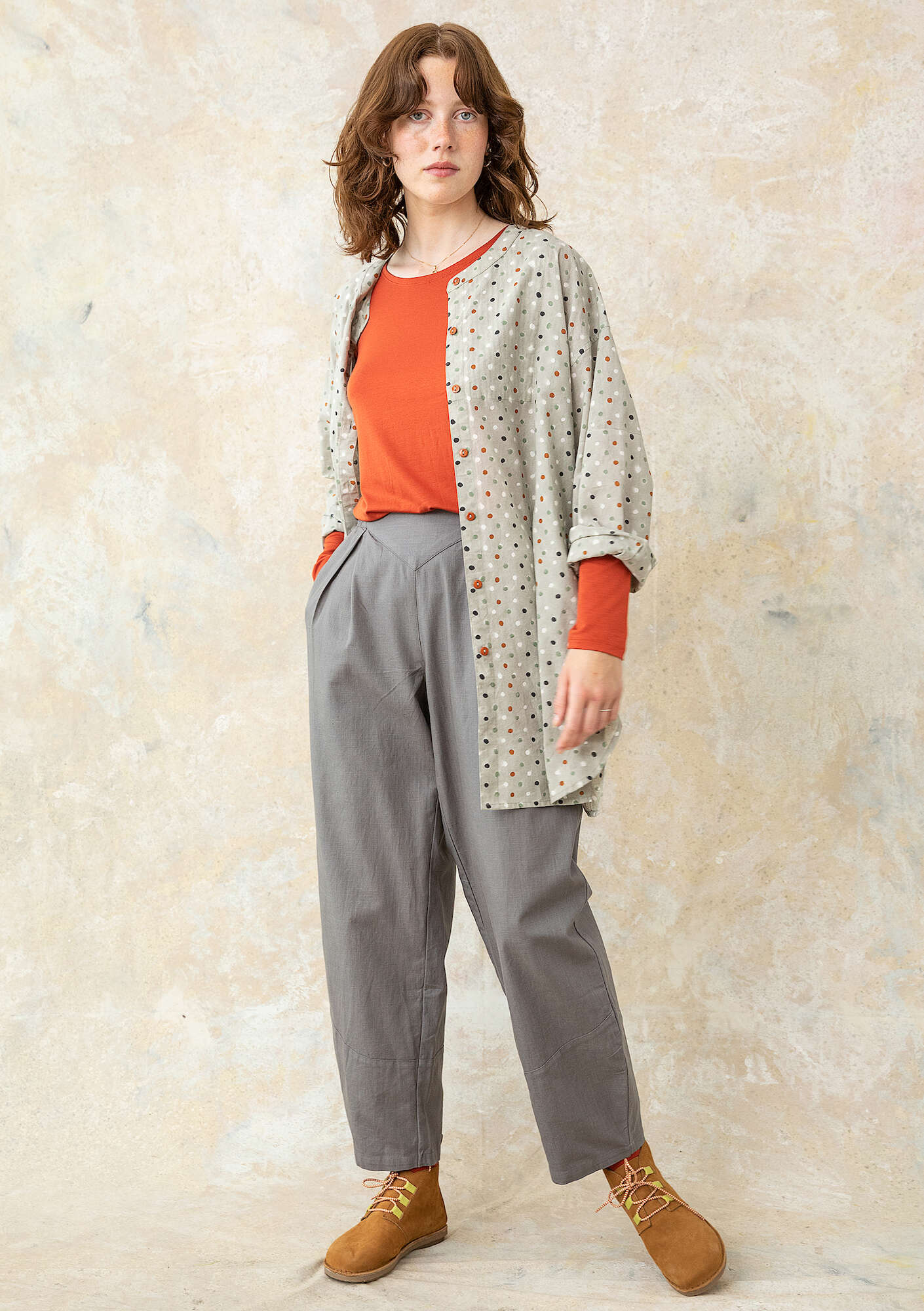Woven organic cotton trousers