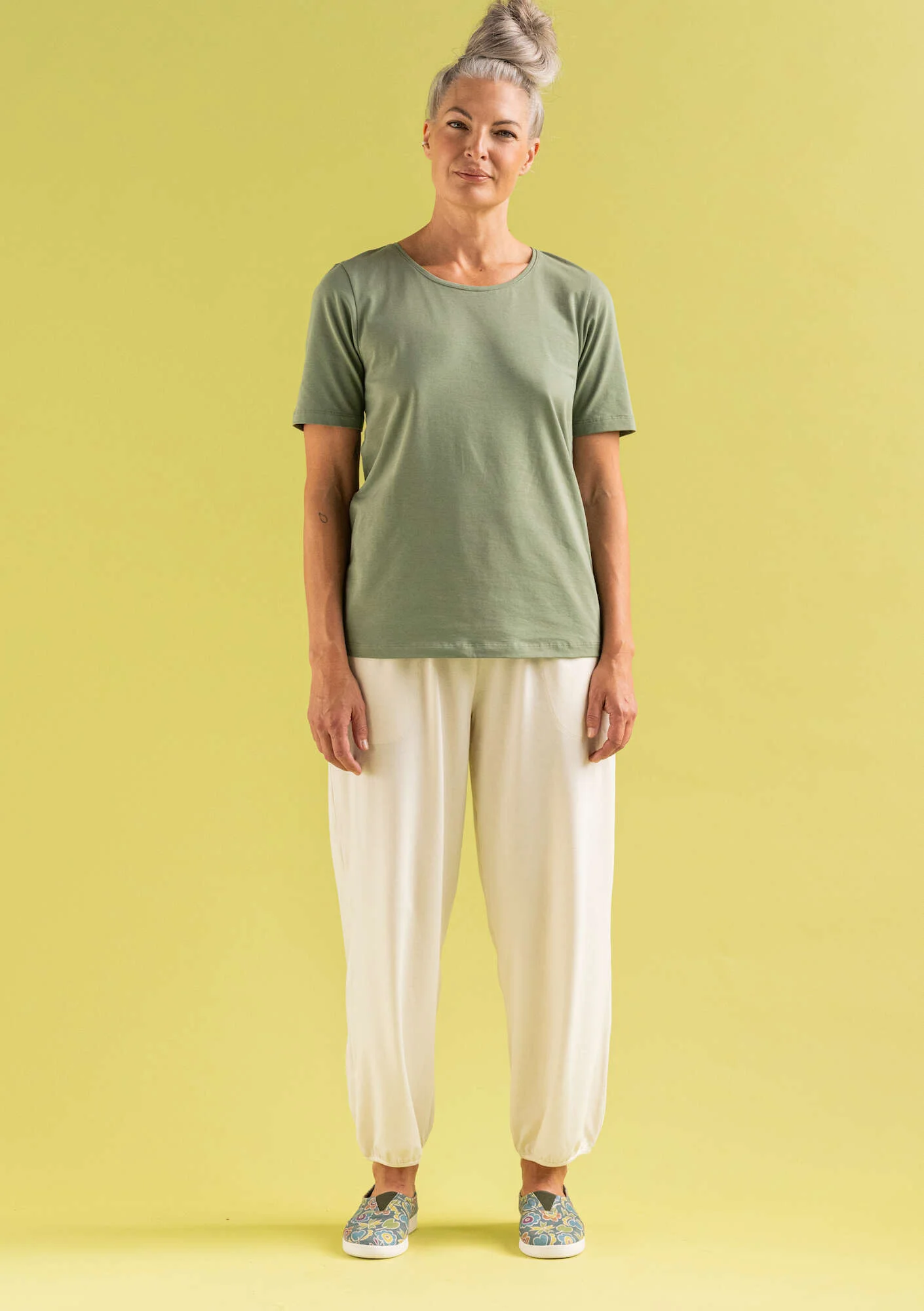 Organic cotton/elÖstane jersey trousers
