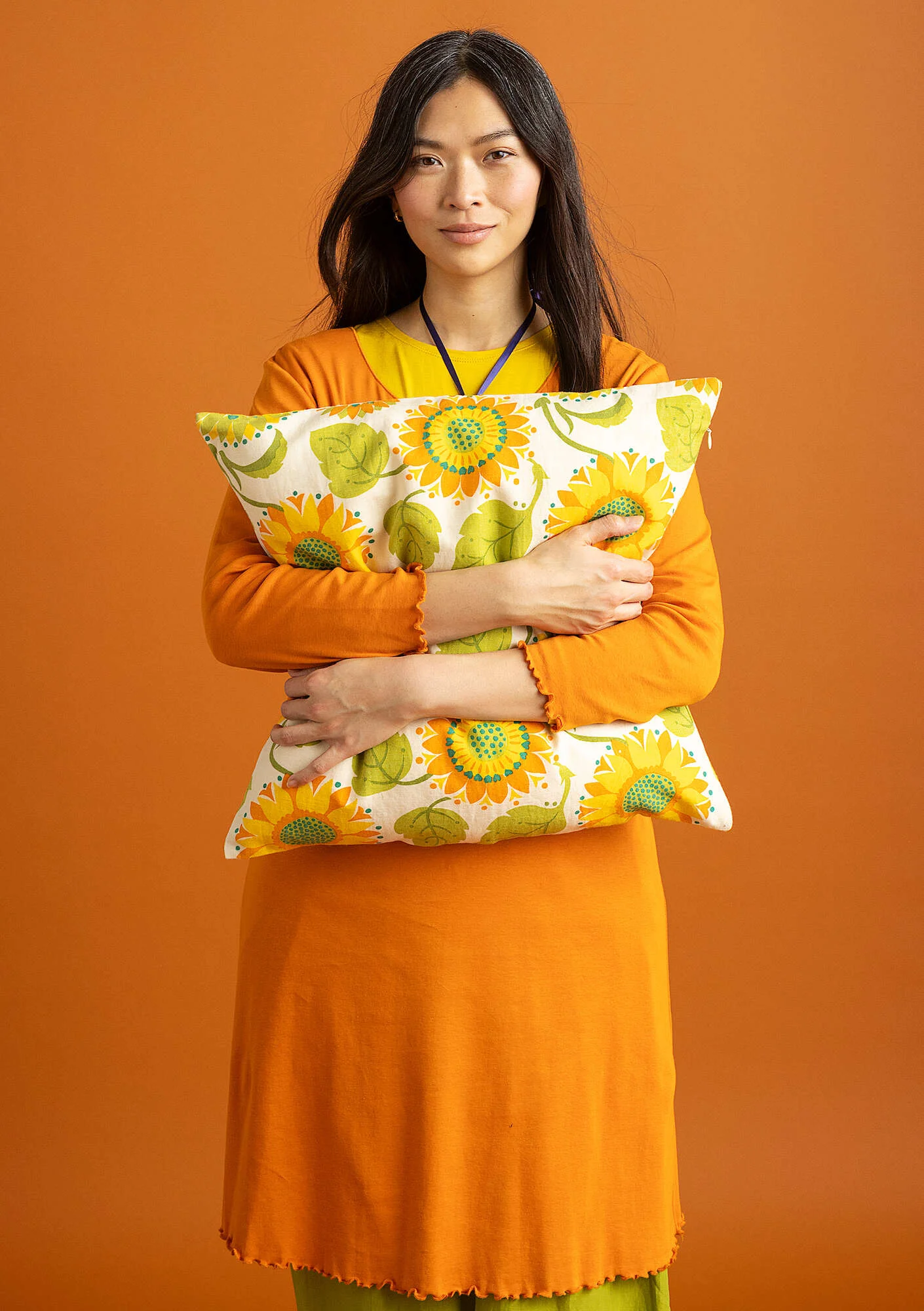 "Sunflower" organic cotton/linen cushion cover